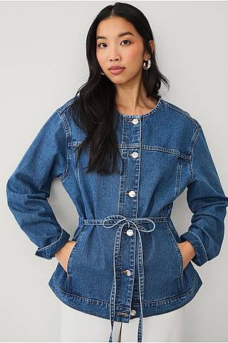 Cowboyjakke med bindebælter