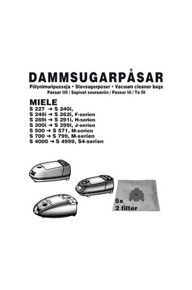 Støvsugerposer Miele 5 stk 2 stk filter (1365CH)