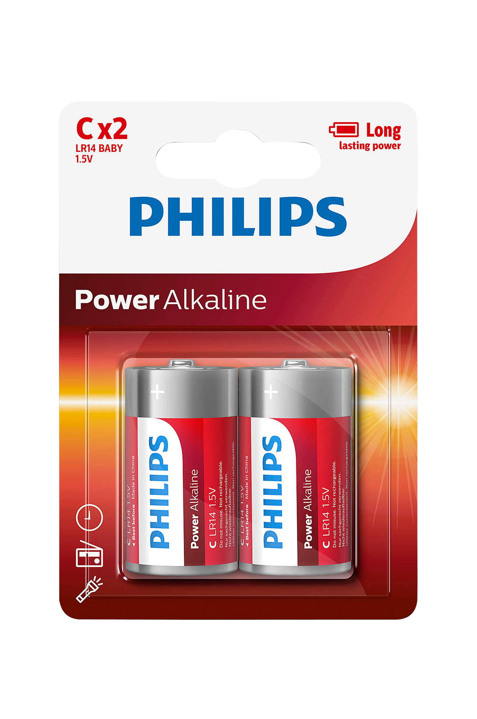 Power Alkaline C LR14 2/pakk., Philips