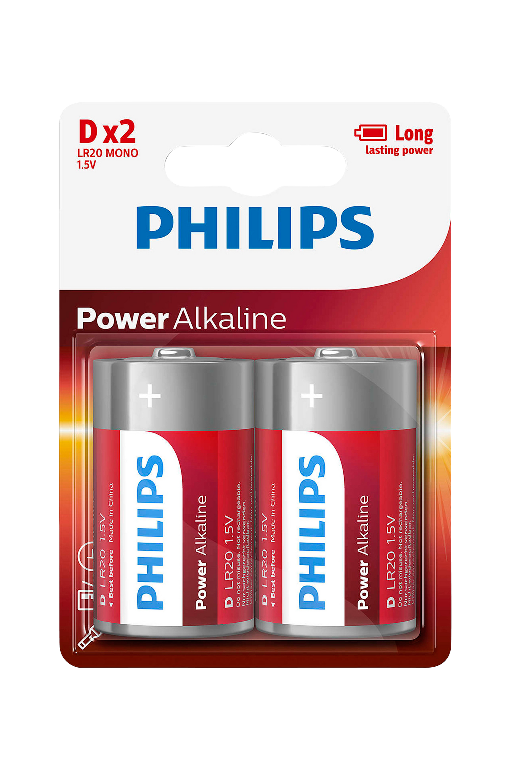 Power Alkaline D LR20, 2/pakk., Philips