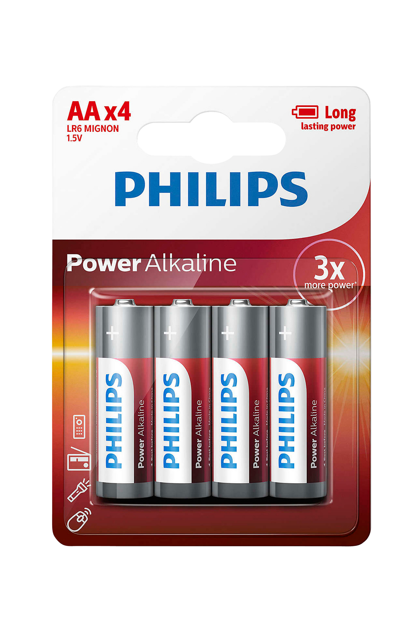 Power Alkaline AA LR06 4/pakk., Philips
