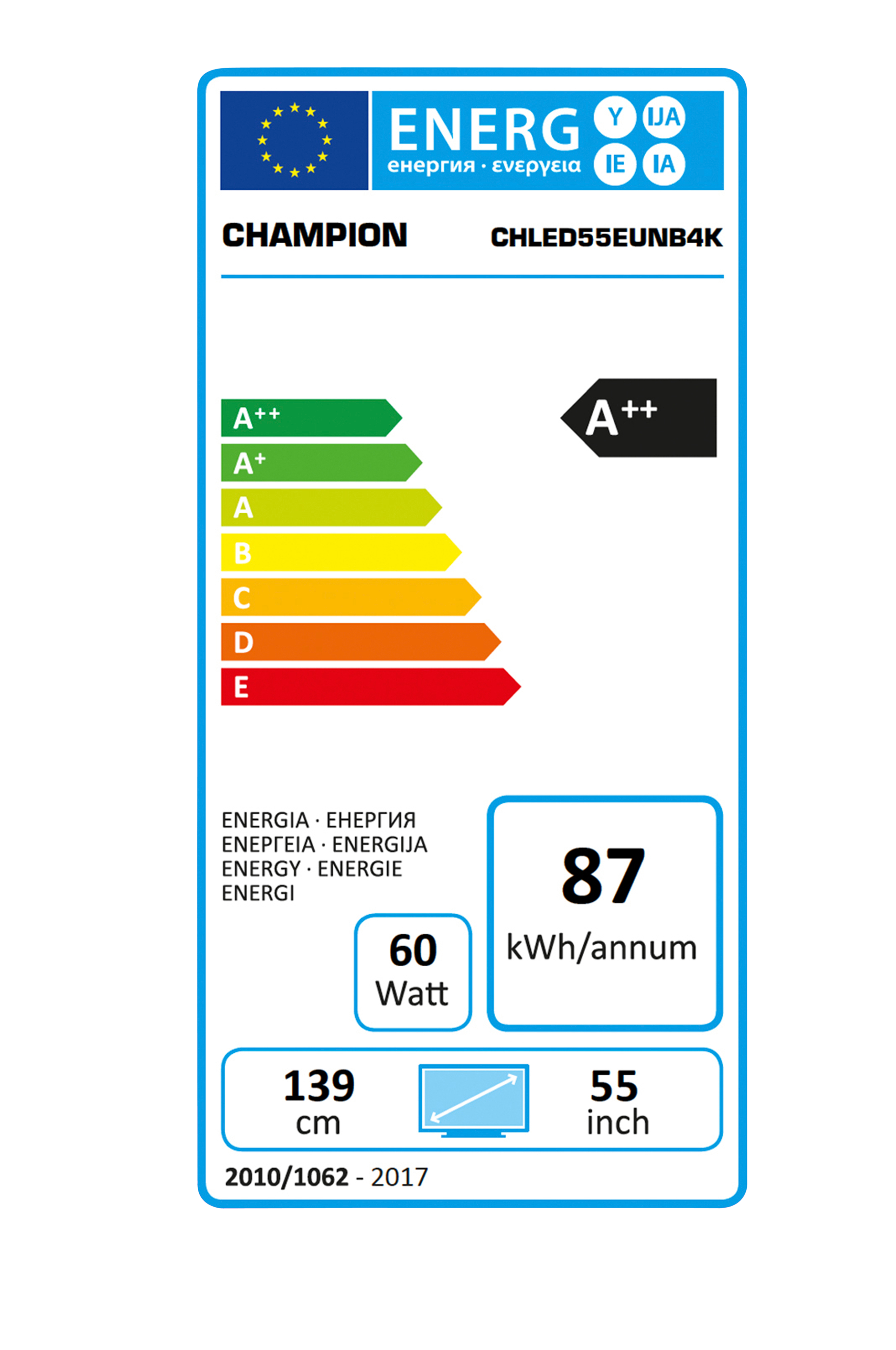 Champion LED TV 55" Eled UNB 4K Sm/Wi-Fi - - Ellos.fi