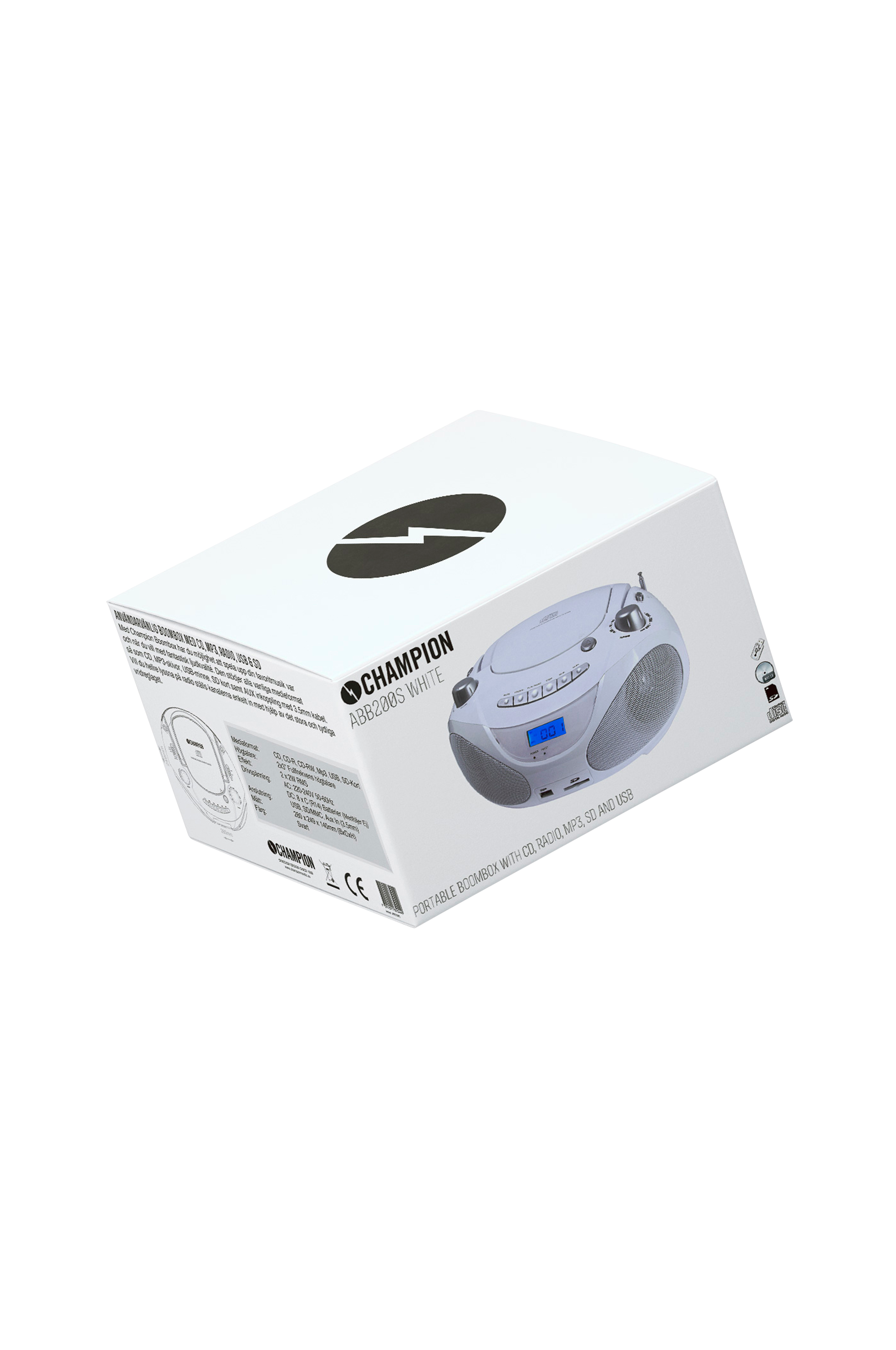 Champion Boombox CD/Radio/MP3/USB White ABB200W - CD & | Ellos.dk