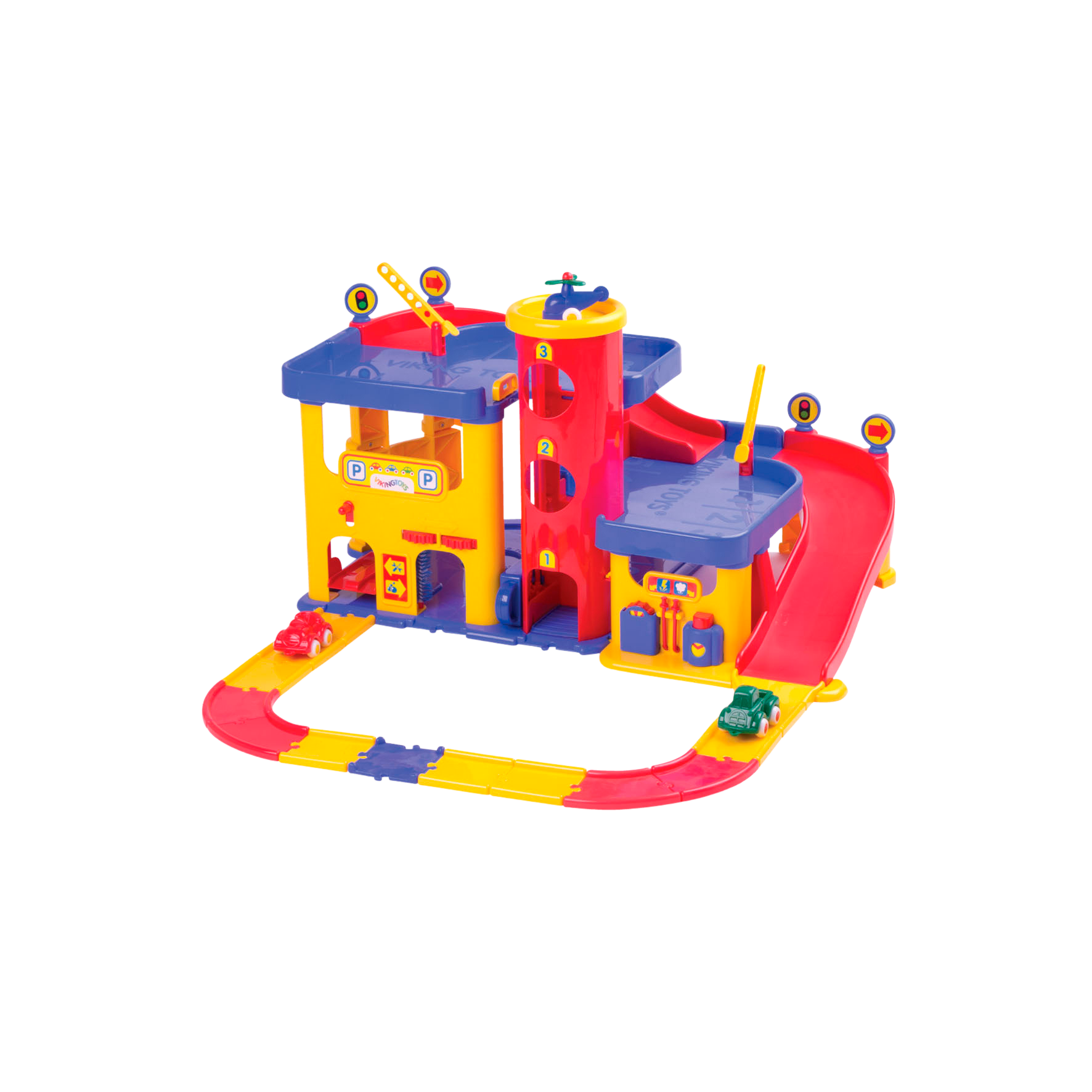 Viking Toys Garage Med Køretøjer Og Helikopter Legetøjsbiler