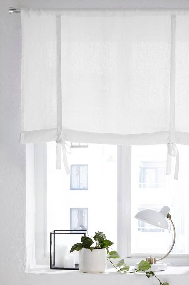 Roll up-gardin i vasket lin Candice
