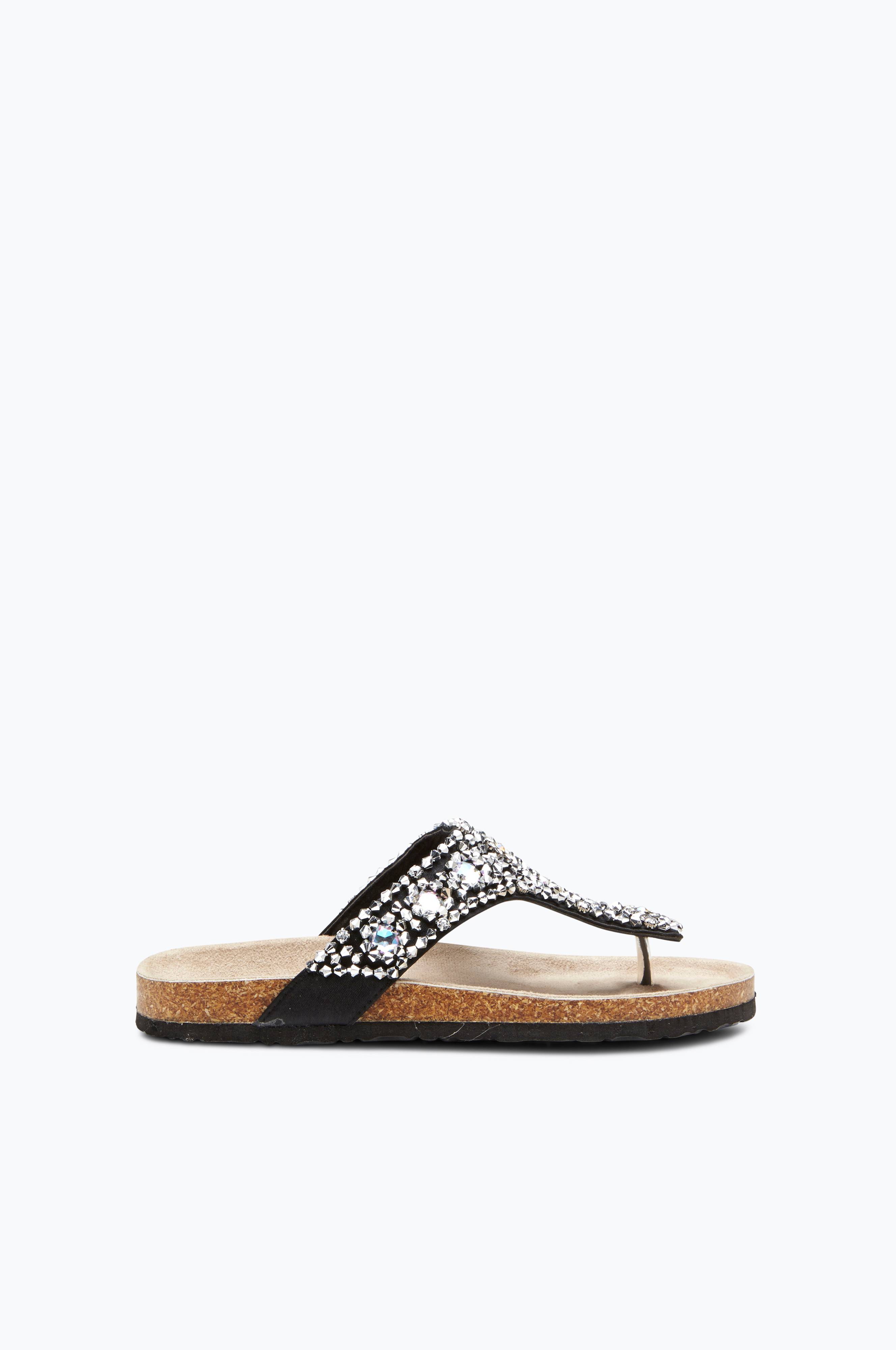 Ellos Shoes Slip in-sandal med perler og sten - Sort - Sandaler |