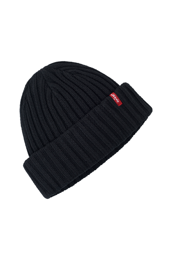Levi's - Hue Ribbed Beanie - Sort - ONE SIZE