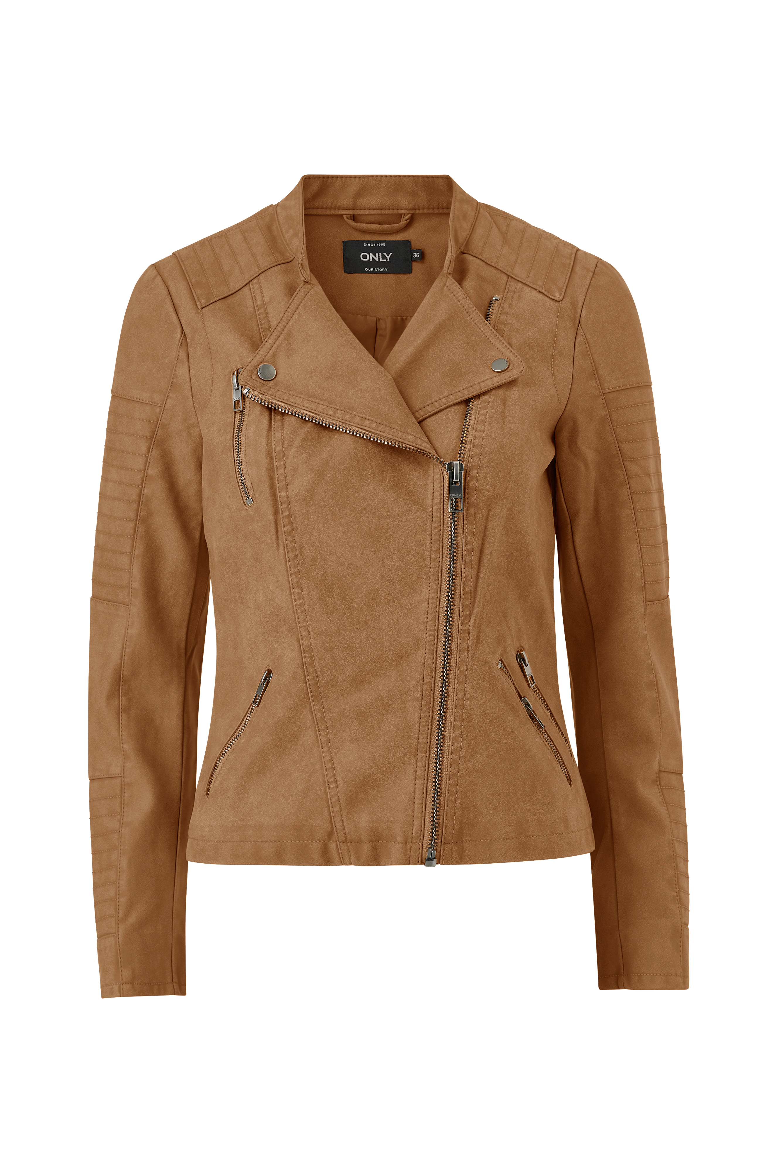 Only Biker Takki Onlava Faux Leather Biker - Ruskea - Kevättakit - Ellos.fi