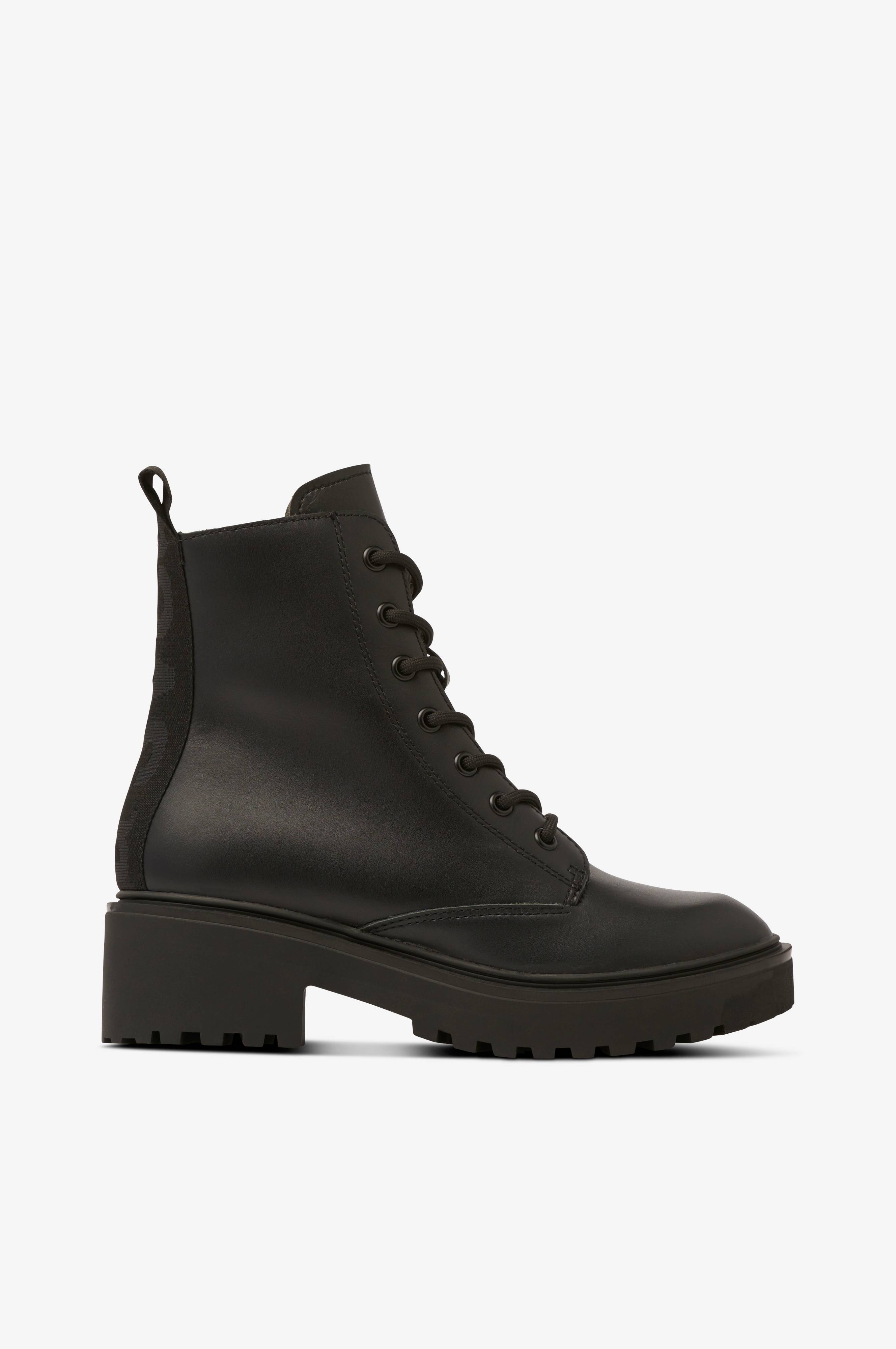 Støvle Leather Boot - Sort Snørestøvler | Ellos.dk