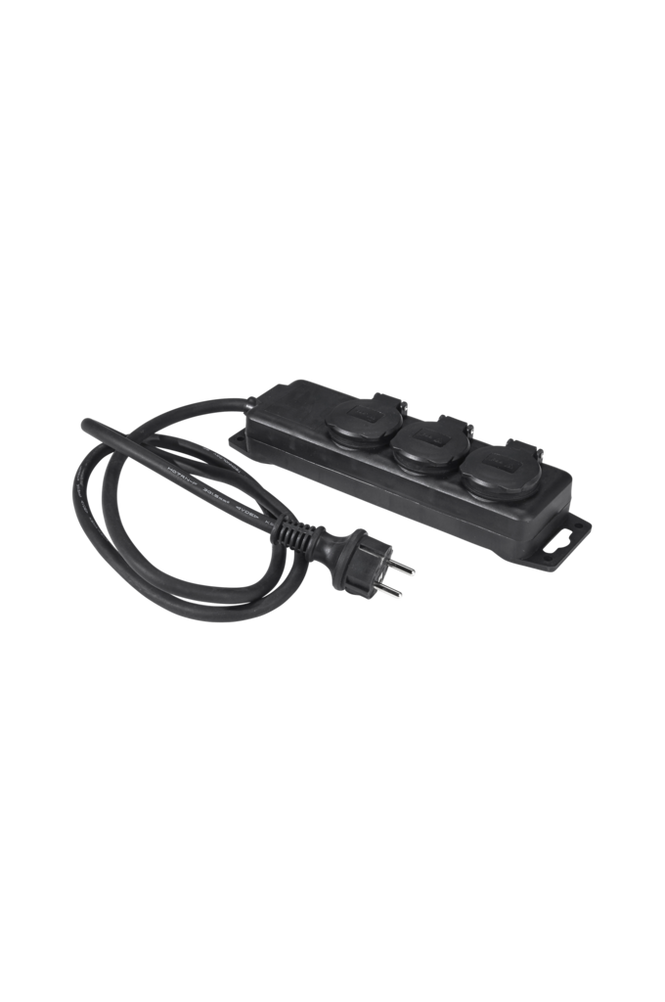 Grenuttag 3 a IP44 utomhus, 1,5 meter Svart