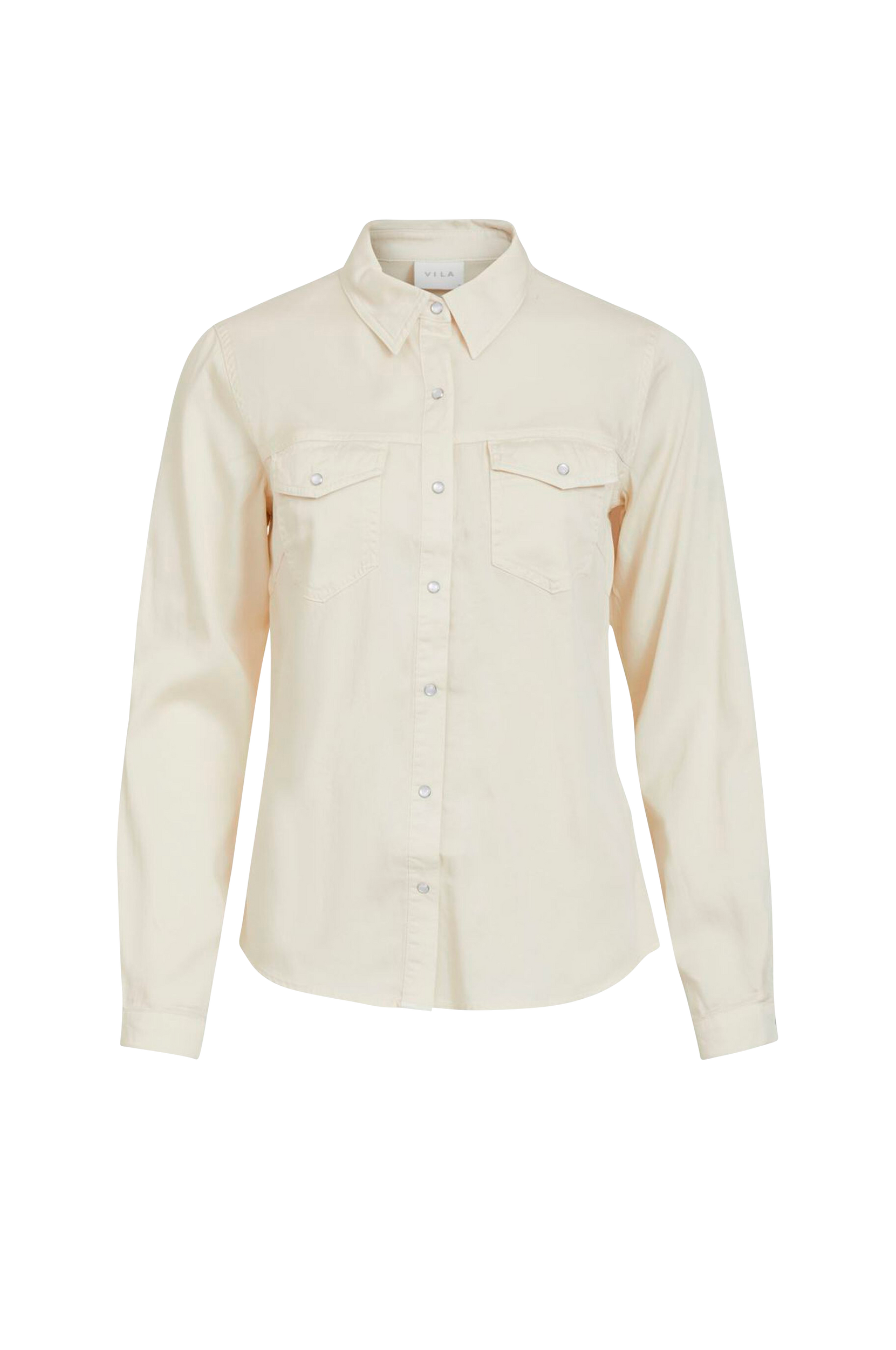 Vila - Skjorte viBista Denim Shirt - Beige - 36