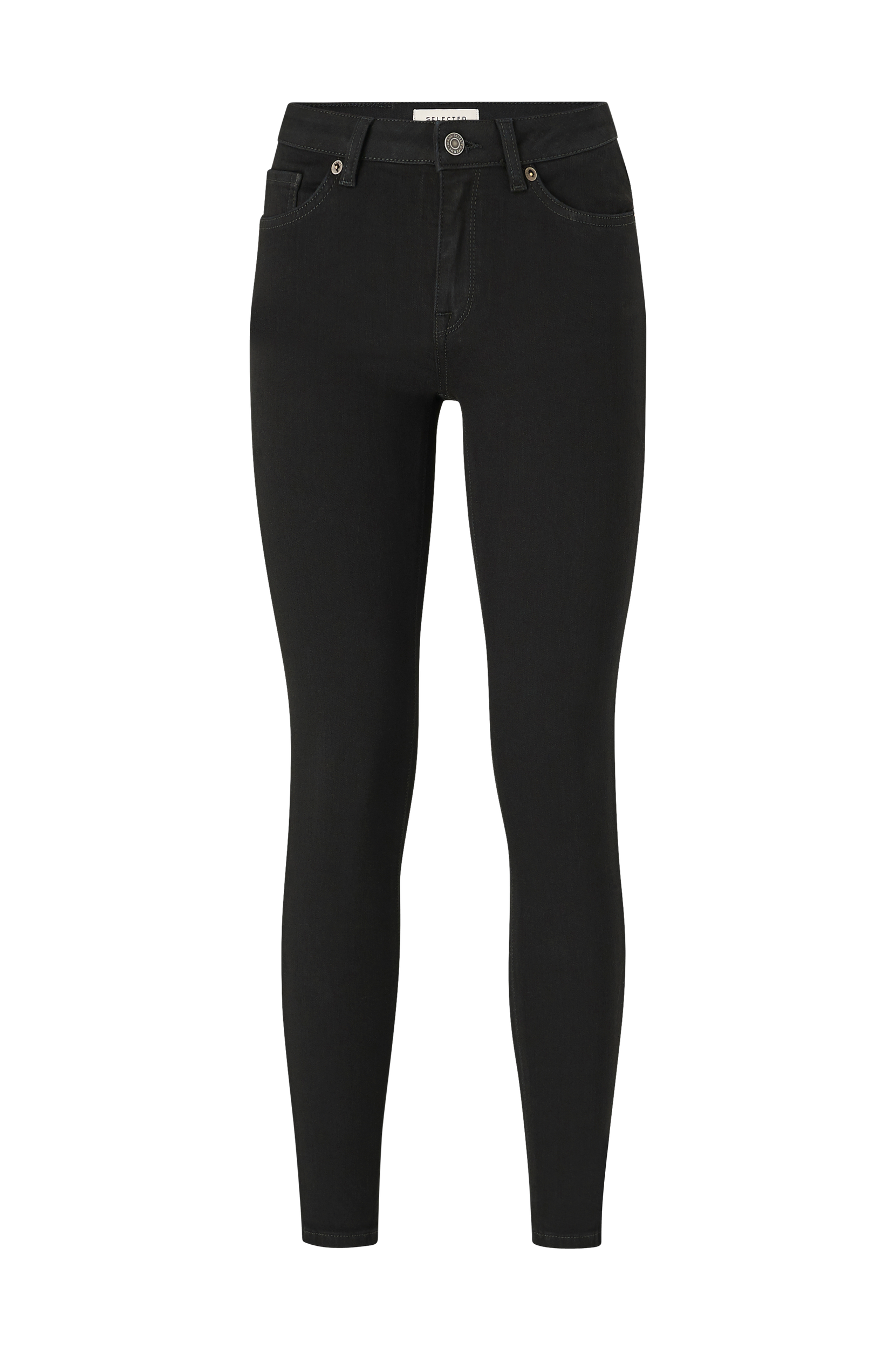 Selected FEMME - Jeans slfIda MW Skinny Black Jeans - Sort - W27/L32