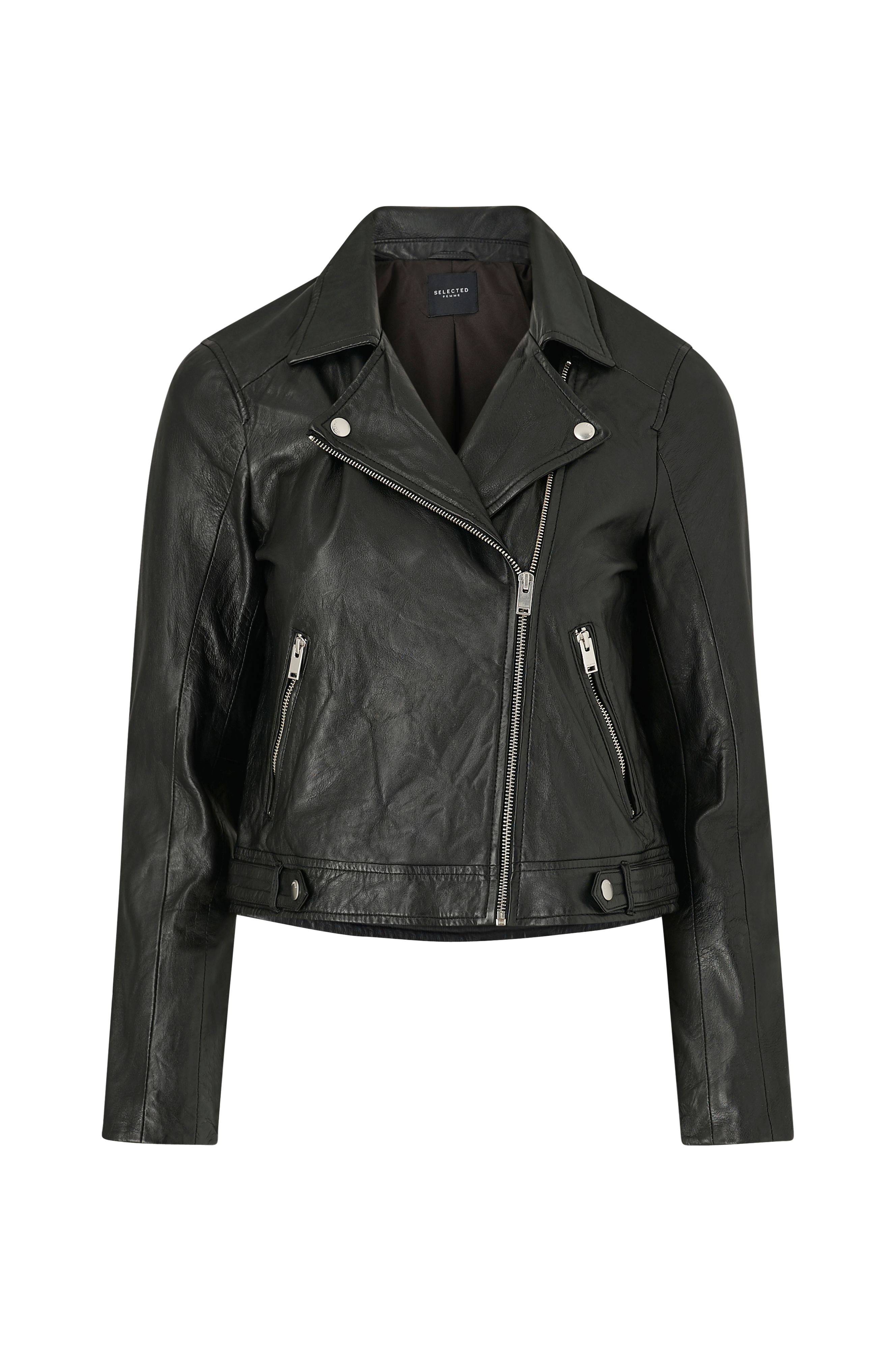 Bikerjakke slfKatie Leather Jacket - Sort - Jakker | Ellos.dk