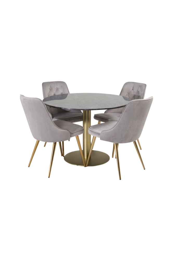 Matgrupp Estelle med 4st matstolar Velvet Deluxe