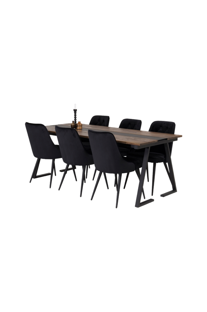 Spisegruppe Jakarta med 6 spisestoler Velvet Deluxe