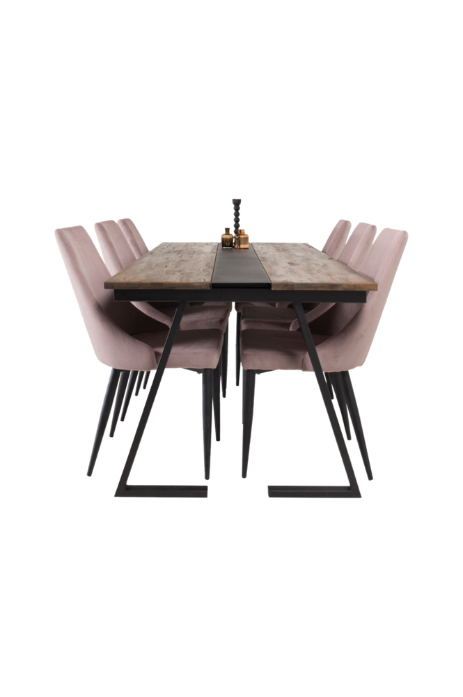 Spisegruppe Brentwood bord og 6 stk Leone stoler