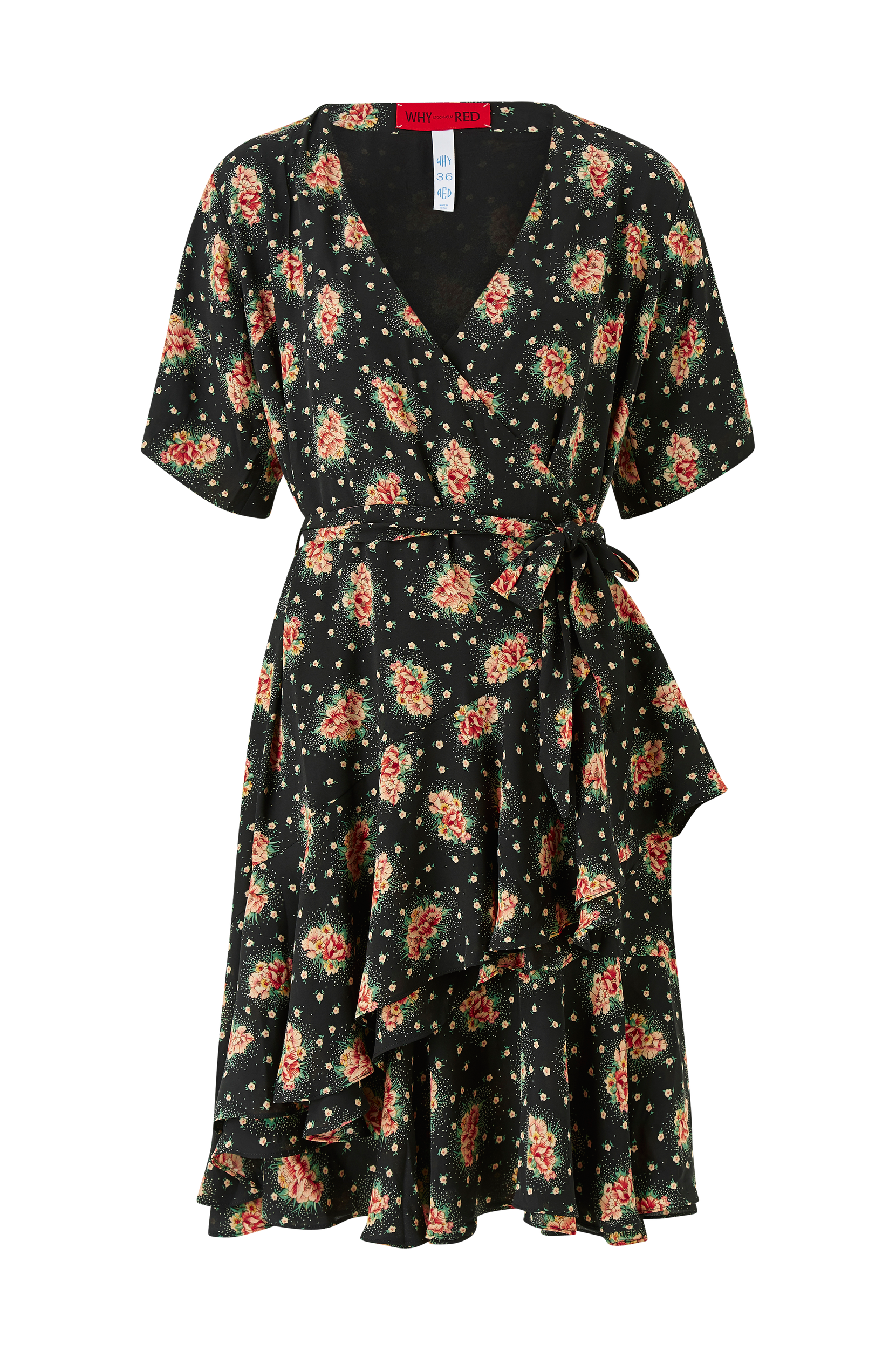 Whyred - Slå om-kjole Danica Blossomy Dress - Sort - 34