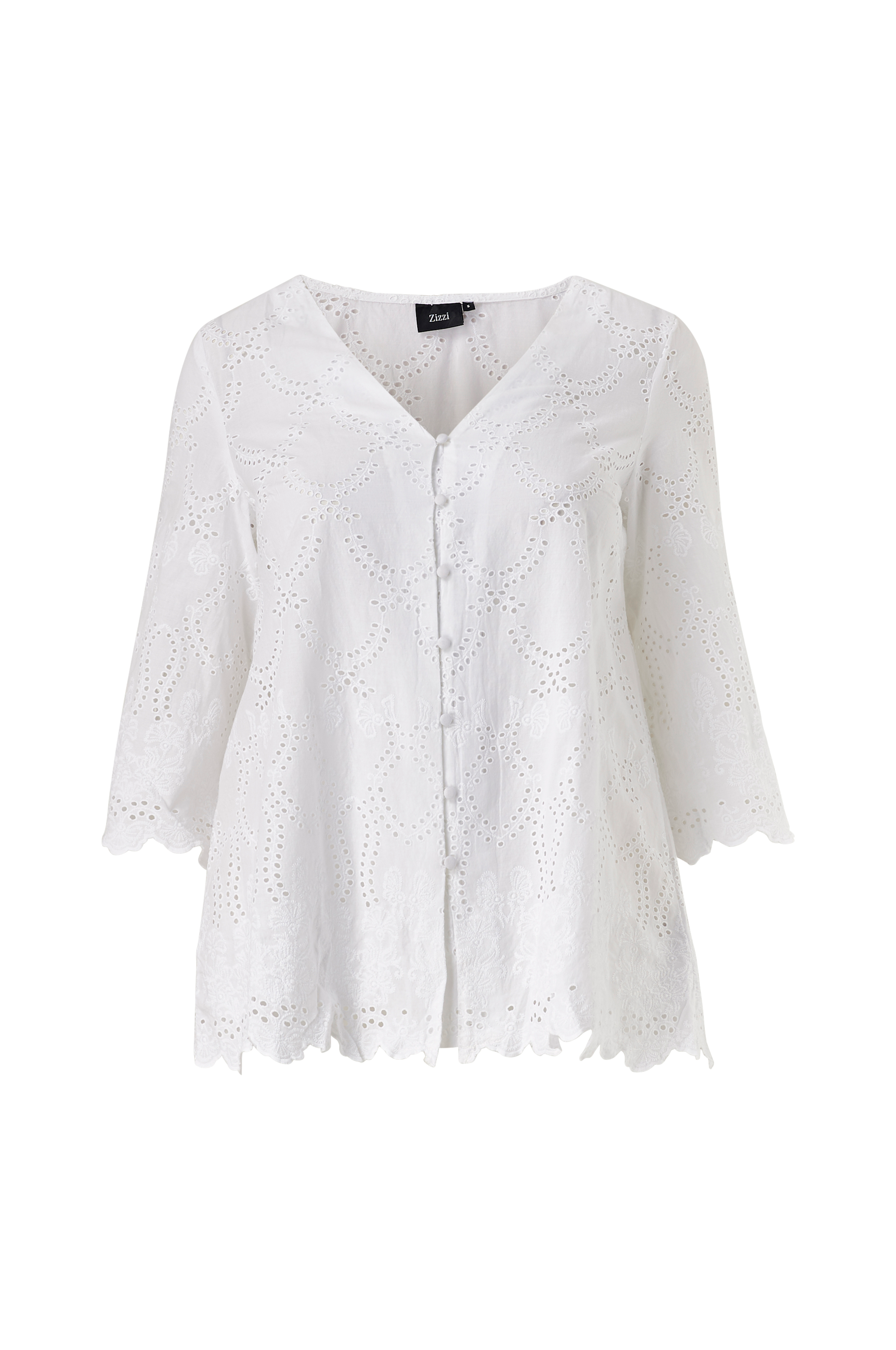 Zizzi Bluse Mneller 3 4 Blouse Hvid Bluser Ellos Dk