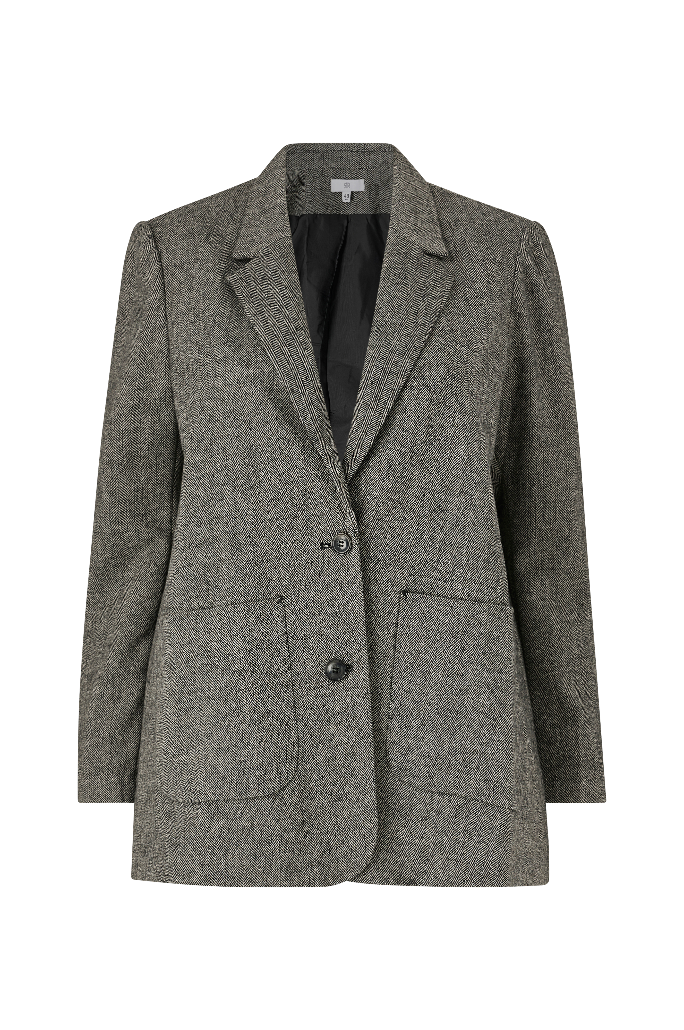 La Collections Plus Lige blazer i tweed med sildebensmønster - Sort - Elegante blazere Ellos.dk