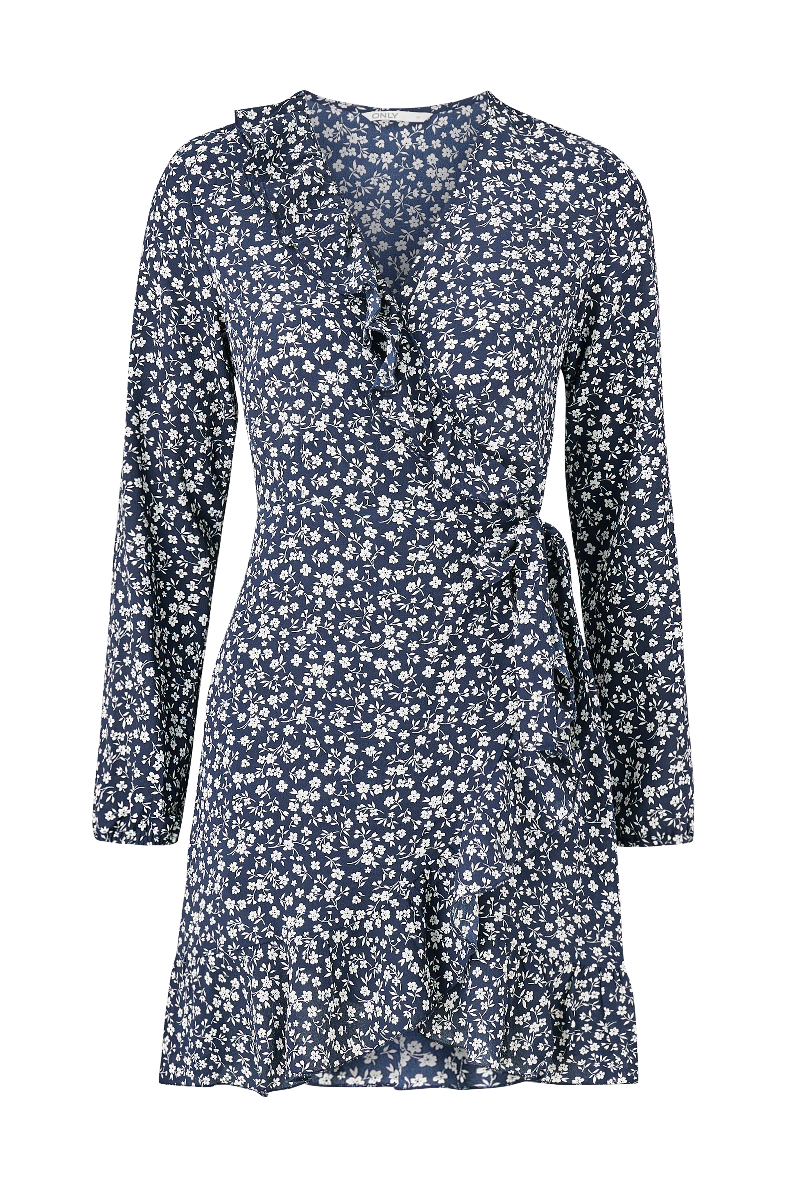 Slå onlCarly L/S Wrap Short Dress - Blå - Korte kjoler | Ellos.dk