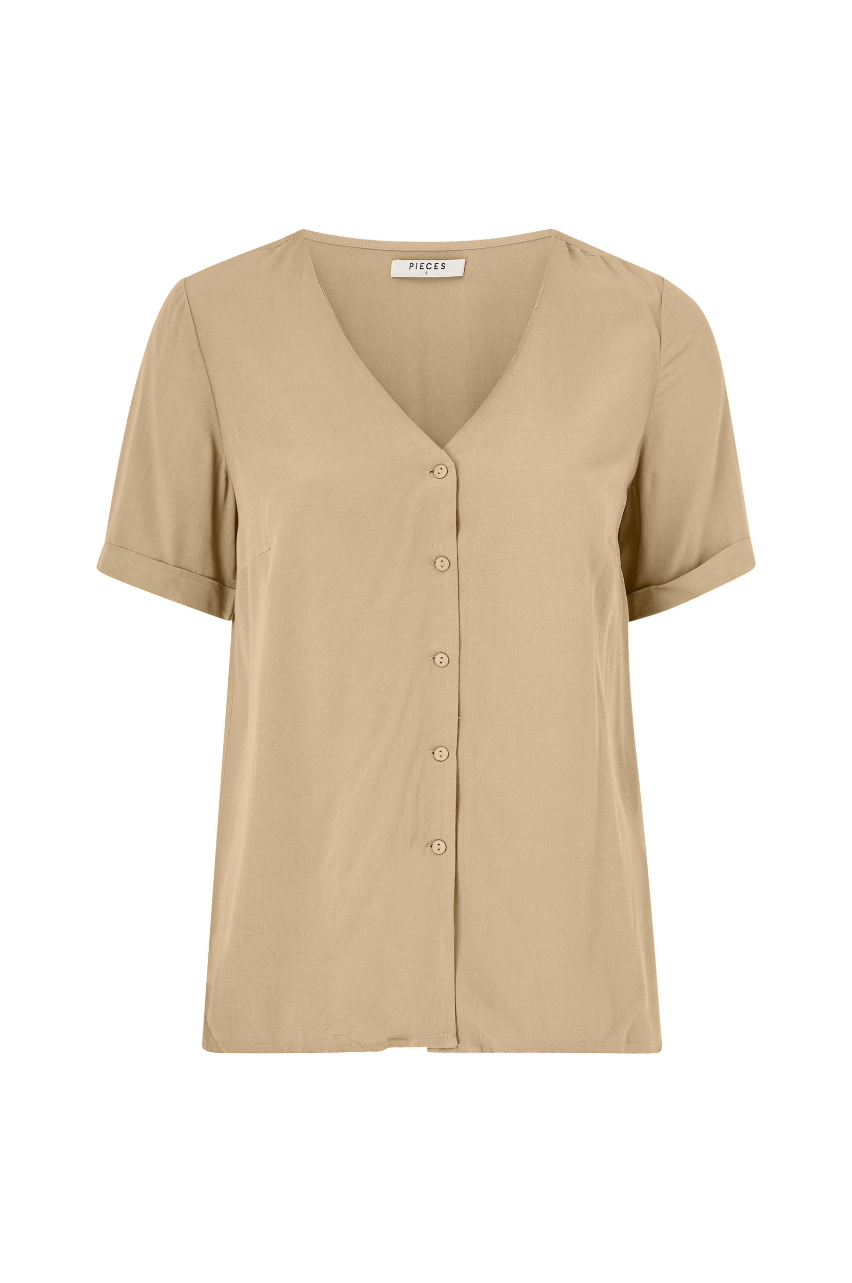 pieces - Bluse pcCecilie SS Top - Brun - 34