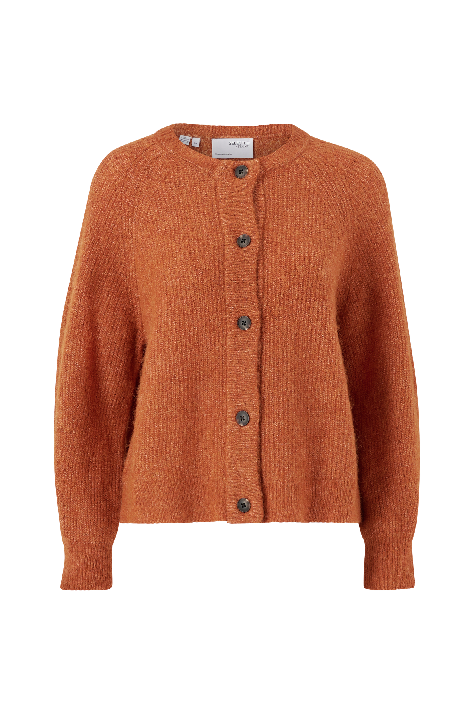 Selected FEMME - Cardigan slfLulu LS Knit Short - Orange - 44