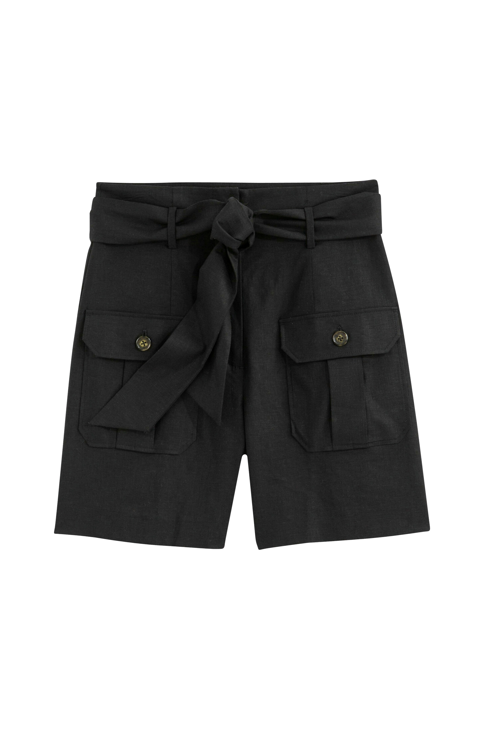 La Redoute - Shorts i hørblanding med bindebælte - Sort - 52