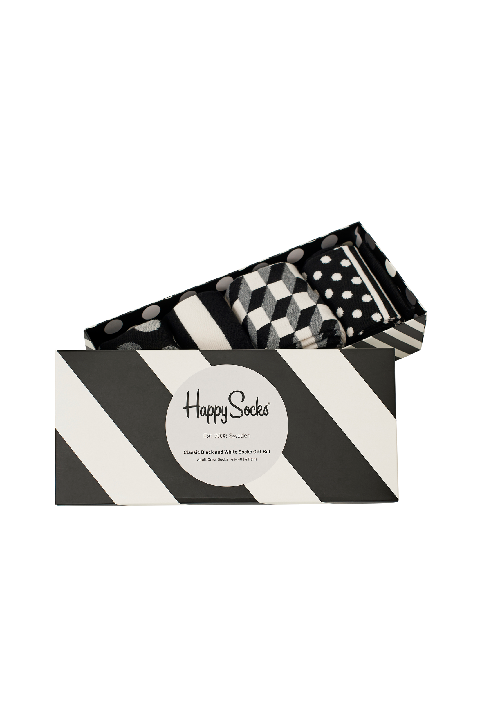 Classic Black & White Socks Gift Set, 4/pakk., Happy Socks