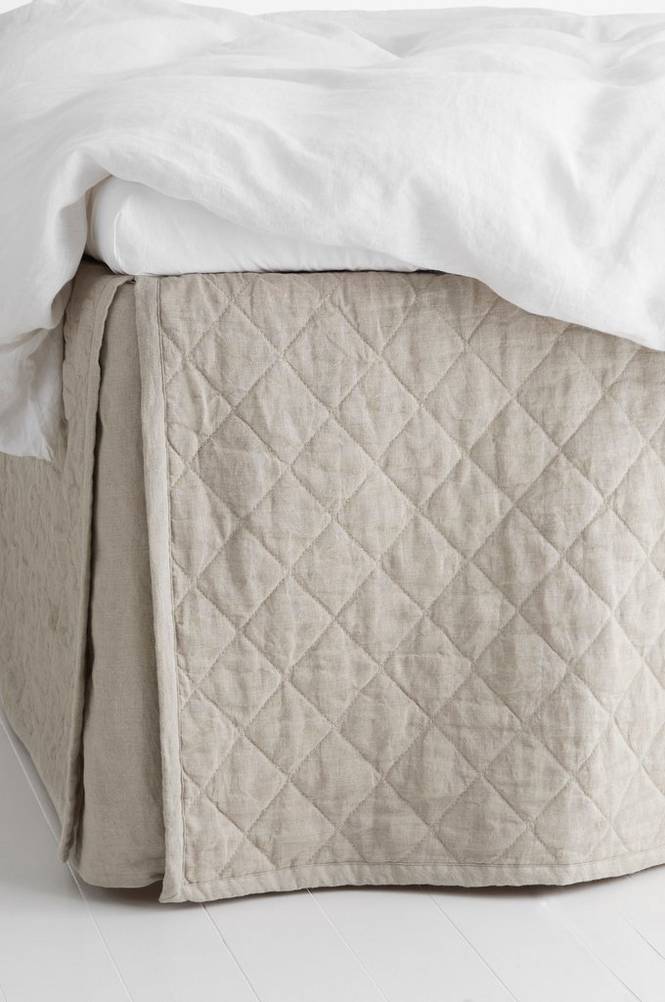 Sengekappe Candice Quilted i vasket lin, høyde 60 cm