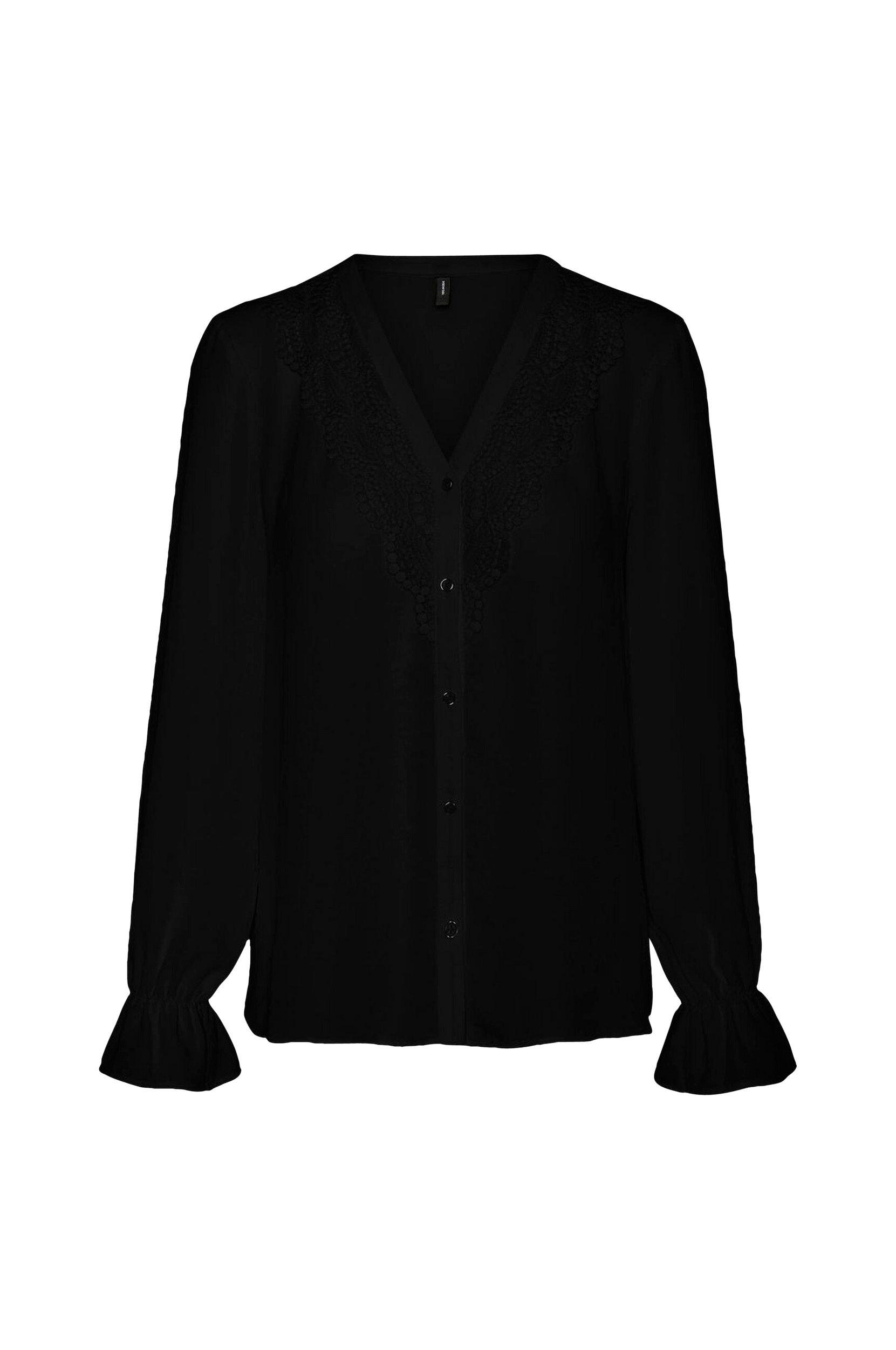 Vero Moda - Bluse vmZigga L/S Lace Shirt - Sort - 34