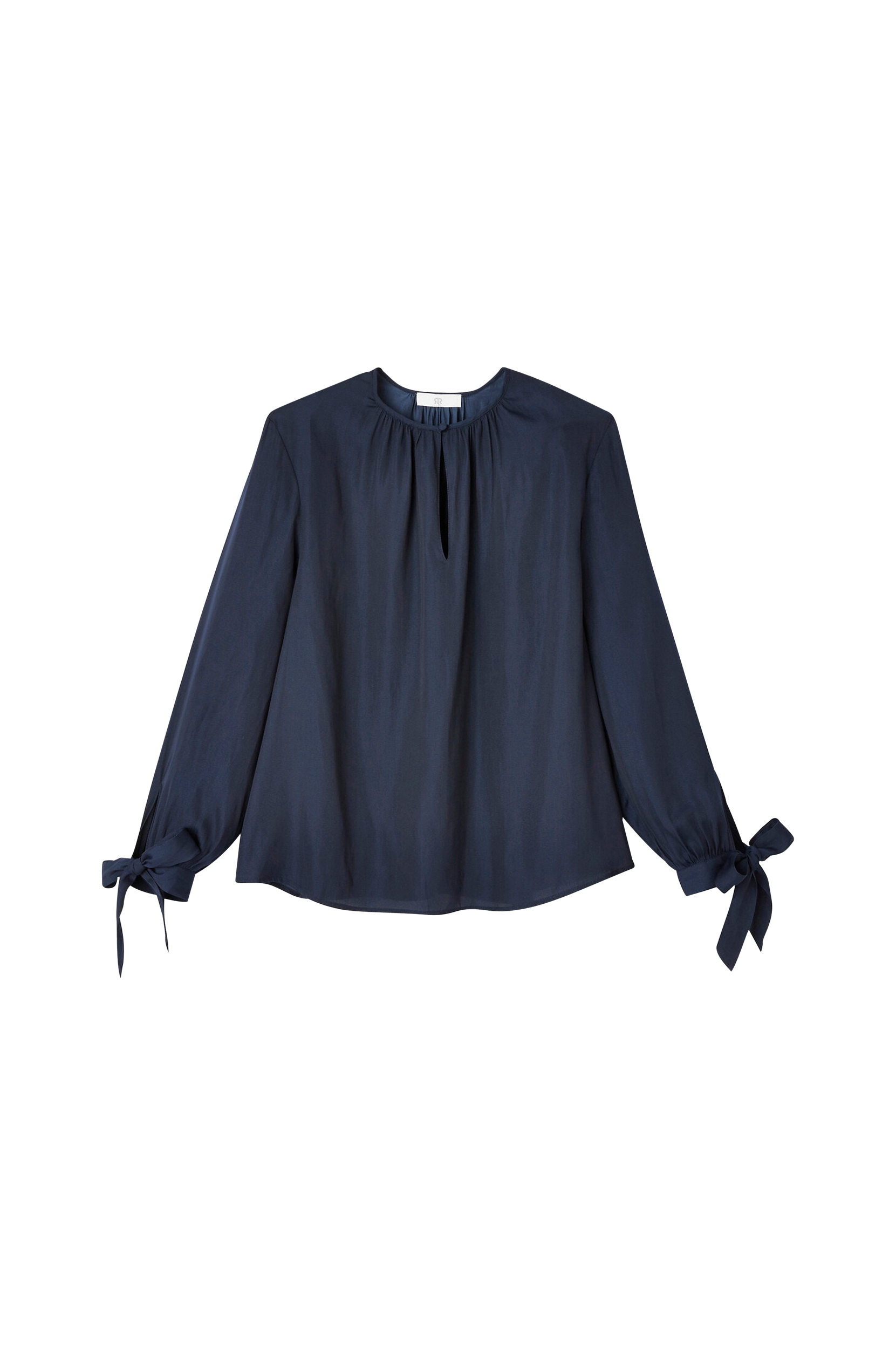 La Redoute - Bluse med rund halsudskæring og langt ærme med bindebånd - Blå - 34
