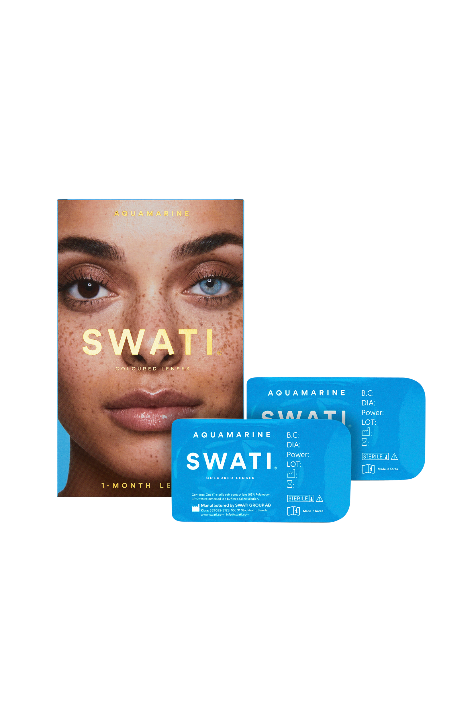 SWATI Cosmetics - Aquamarine kosmetiska 1-månadslinser
