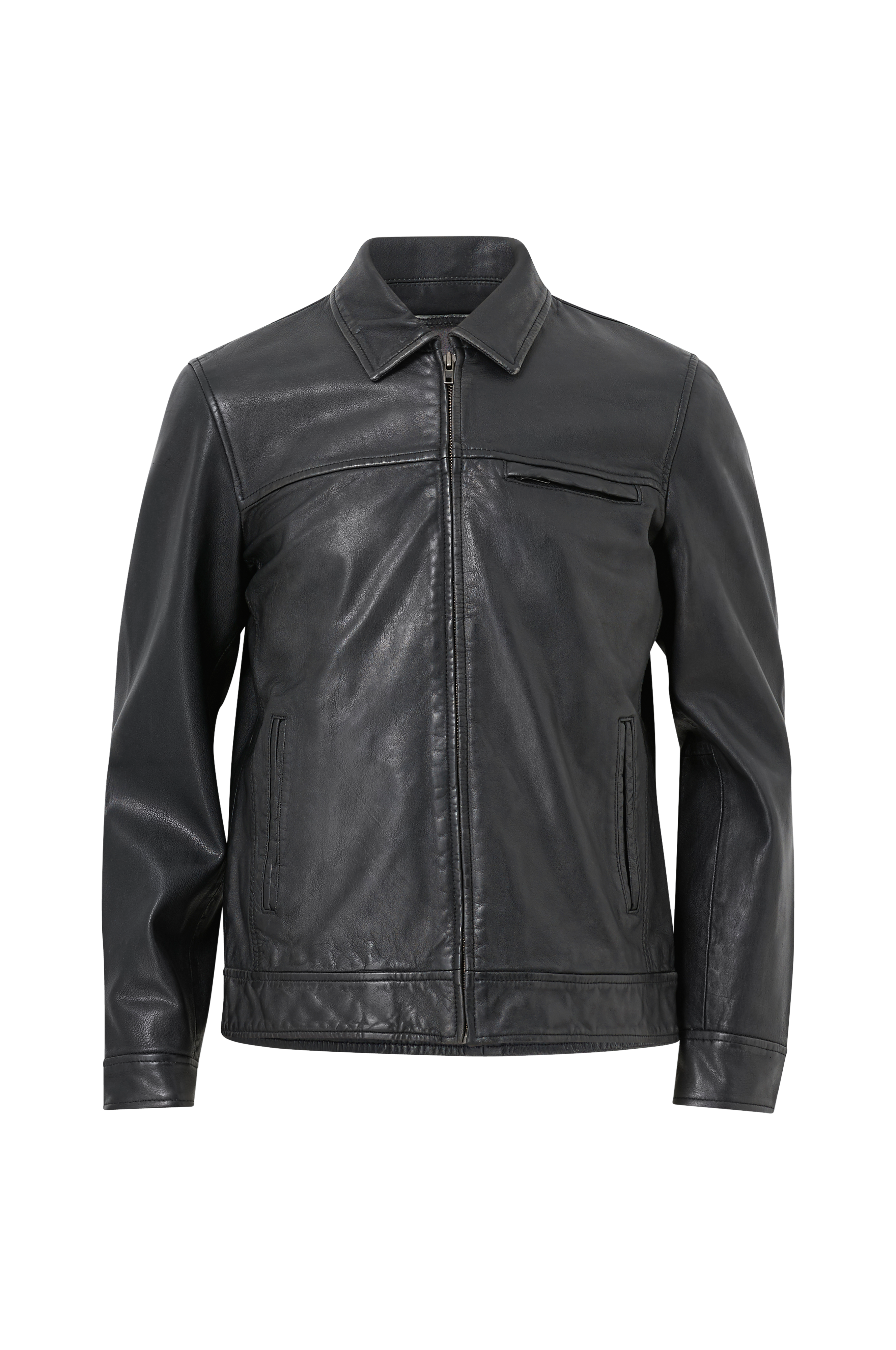 Jofama Nahkatakki Logan Stone Leather Jacket - Musta - Nahkatakit | Ellos