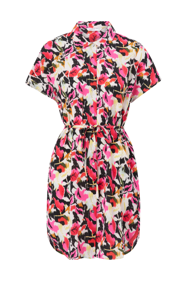 Only - Kjole onlNova Lux S/S Shirt Dress Aop Wvn 7 - Hvid - 38