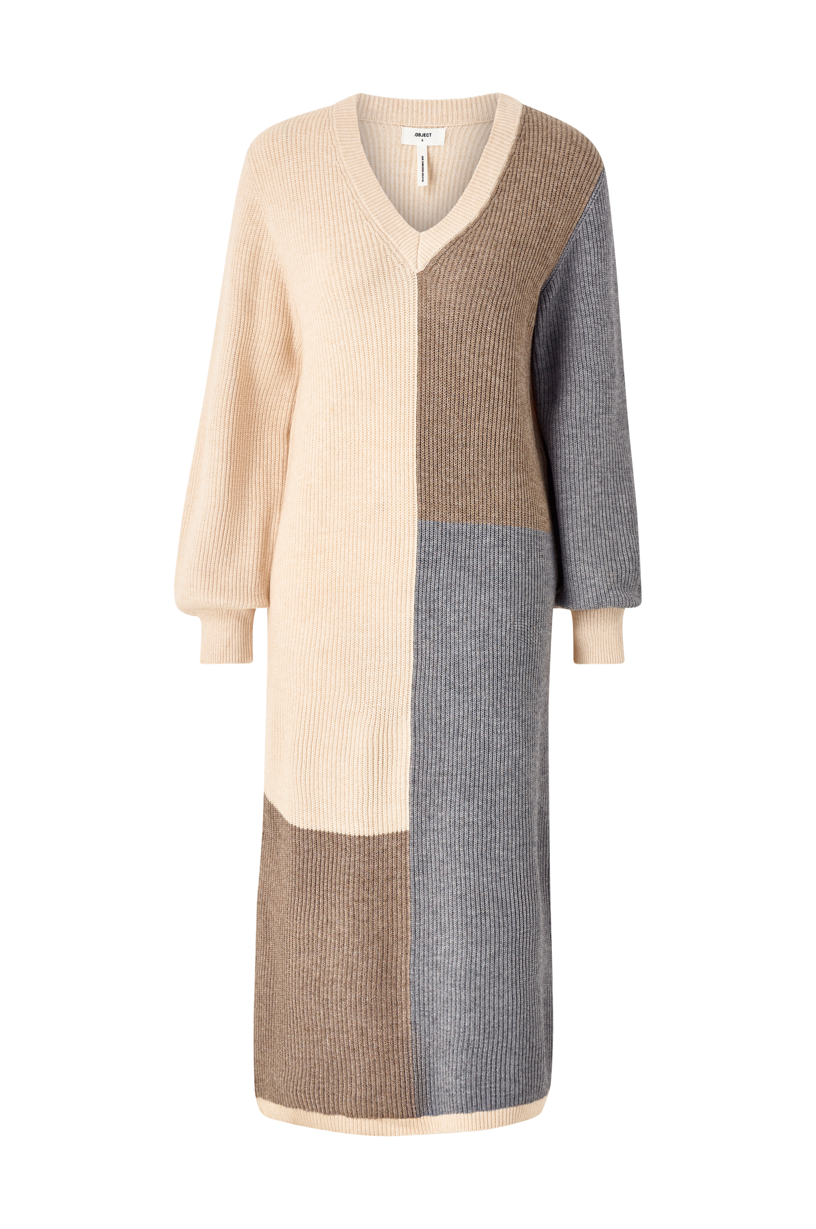 Object - Strikkjole objMalena L/S Knit Dress - Beige - 40/42