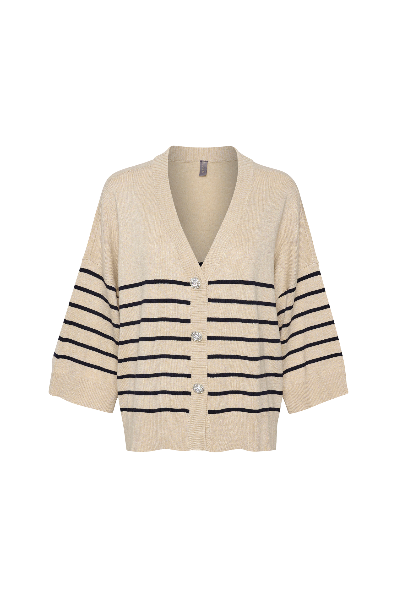 Culture - Cardigan cuAnnemarie Stripe Pullover w Buttons - Natur - 40