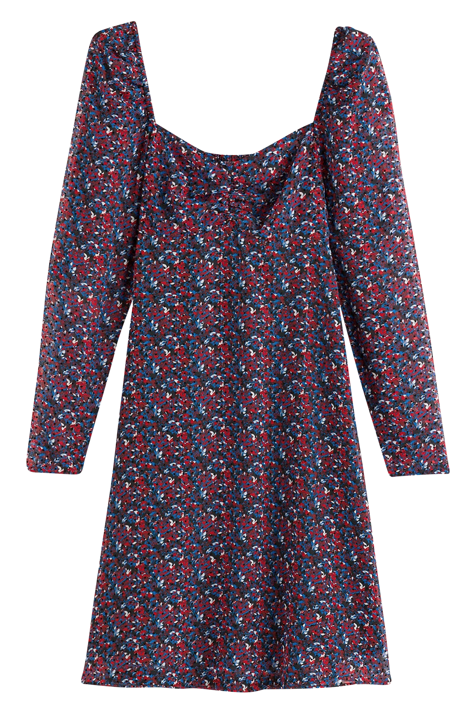 La Redoute - Kort, lige, mønstret kjole med V-udskæring og langt ærme - Multi - 36 Kjoler - Tøj til kvinder (29031796)