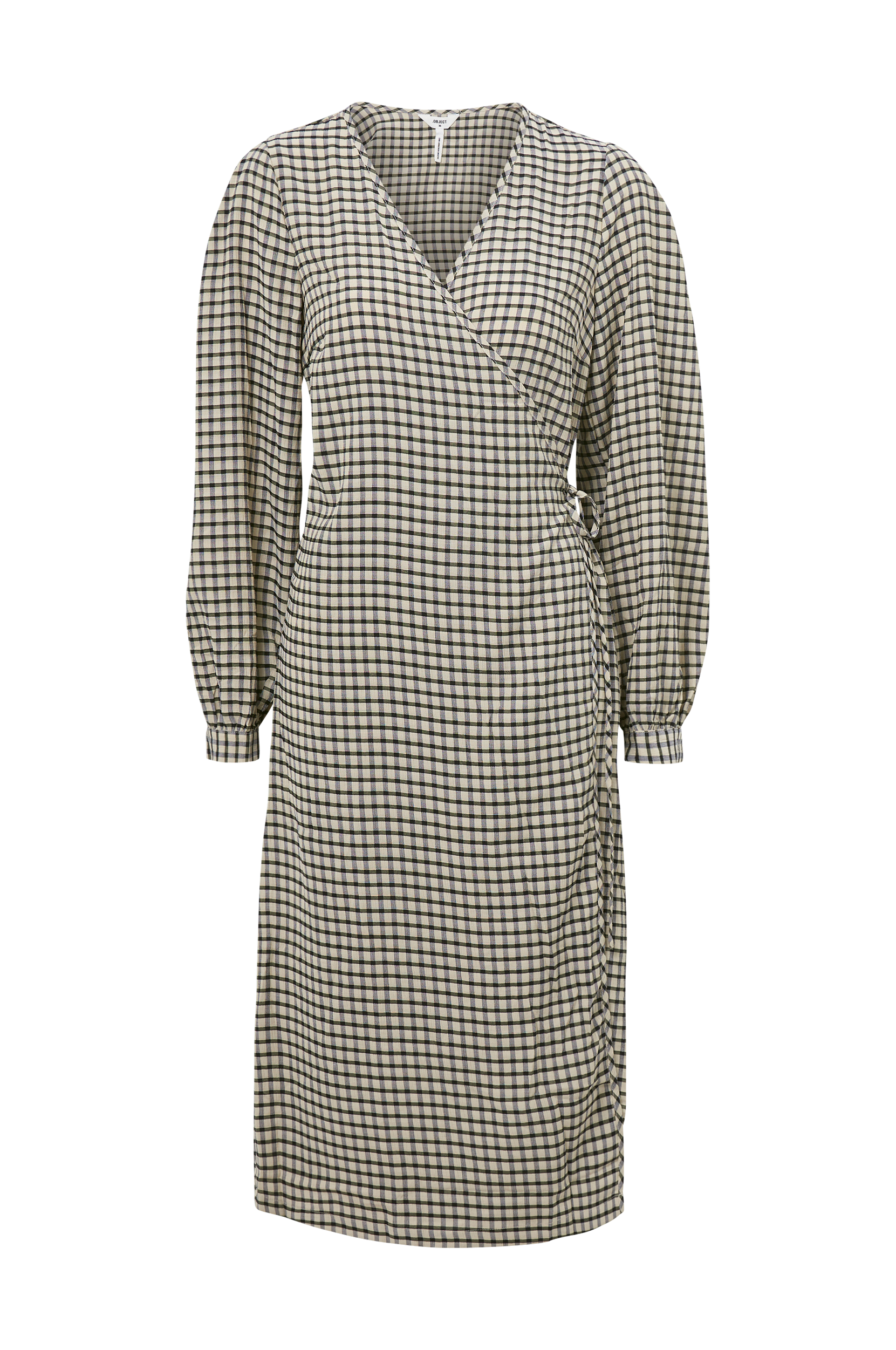 Object - Slå-om kjole objNette L/S Wrap Dress - Beige - 36
