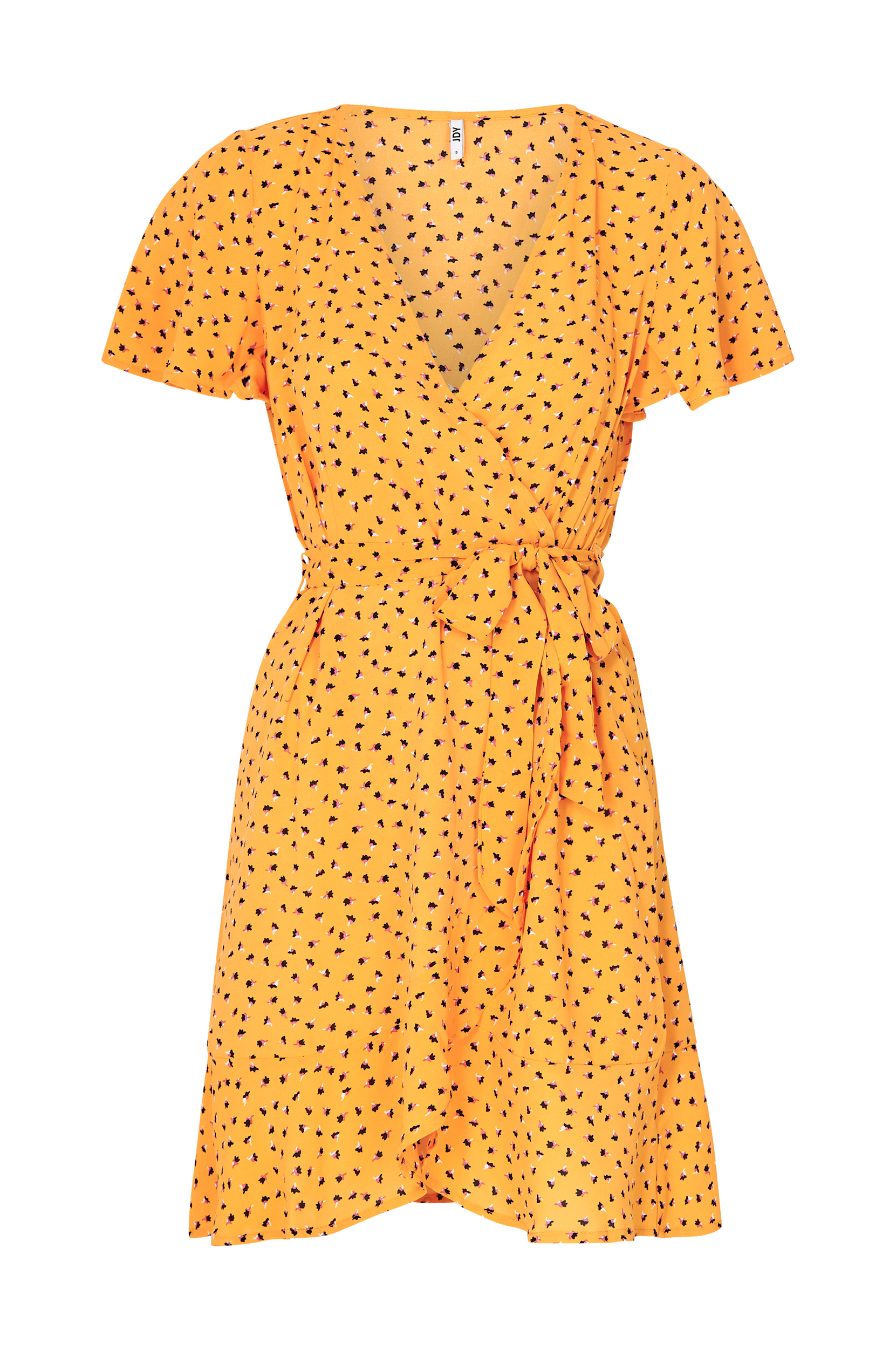 JDY - Slå-om kjole jdyNolia S/S Wrap Dress W - Orange - 42