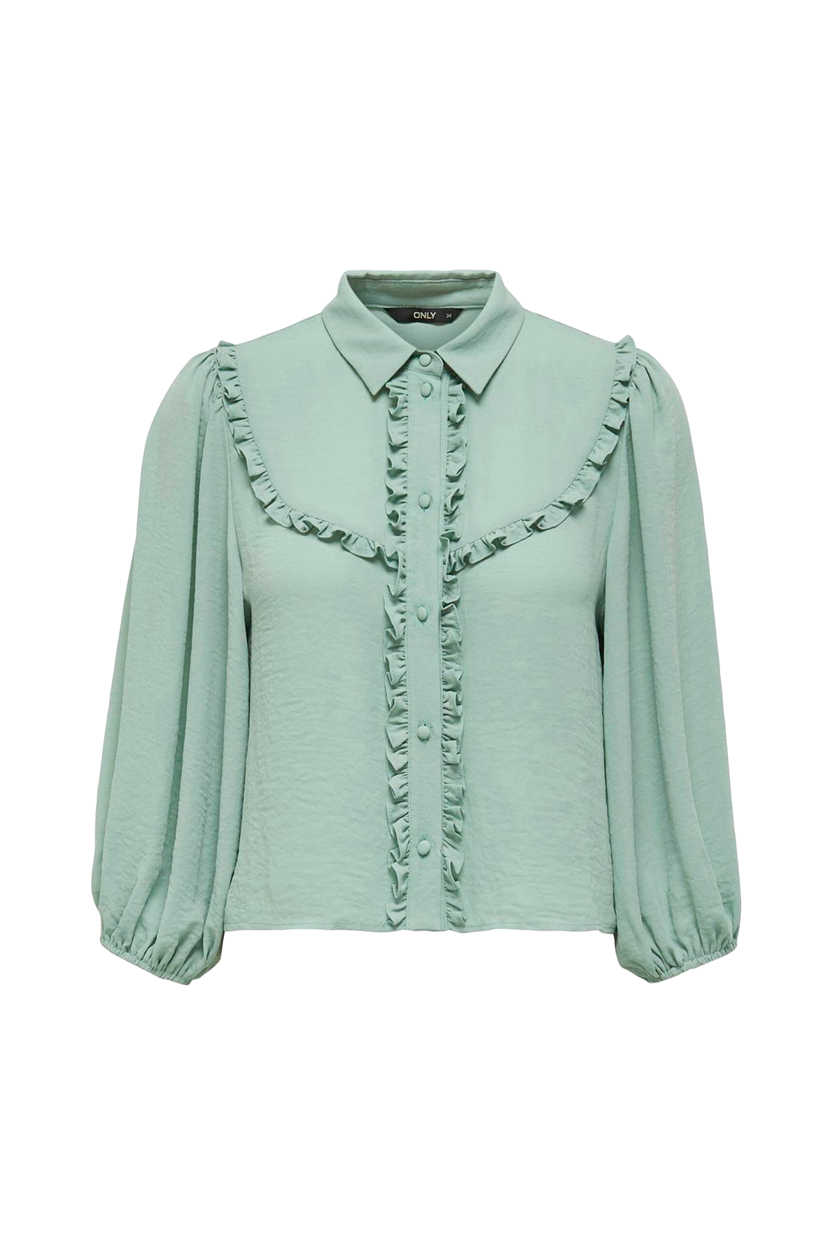 Only Bluse Frill Shirt Wvn Grøn - Bluser | Ellos.dk