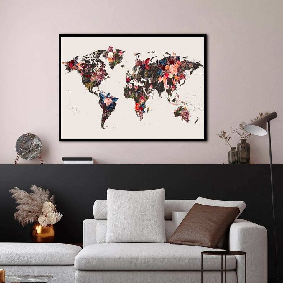 Malerifabrikken Poster Worldmap flowers, beige från Malerifabrikken, bild 2