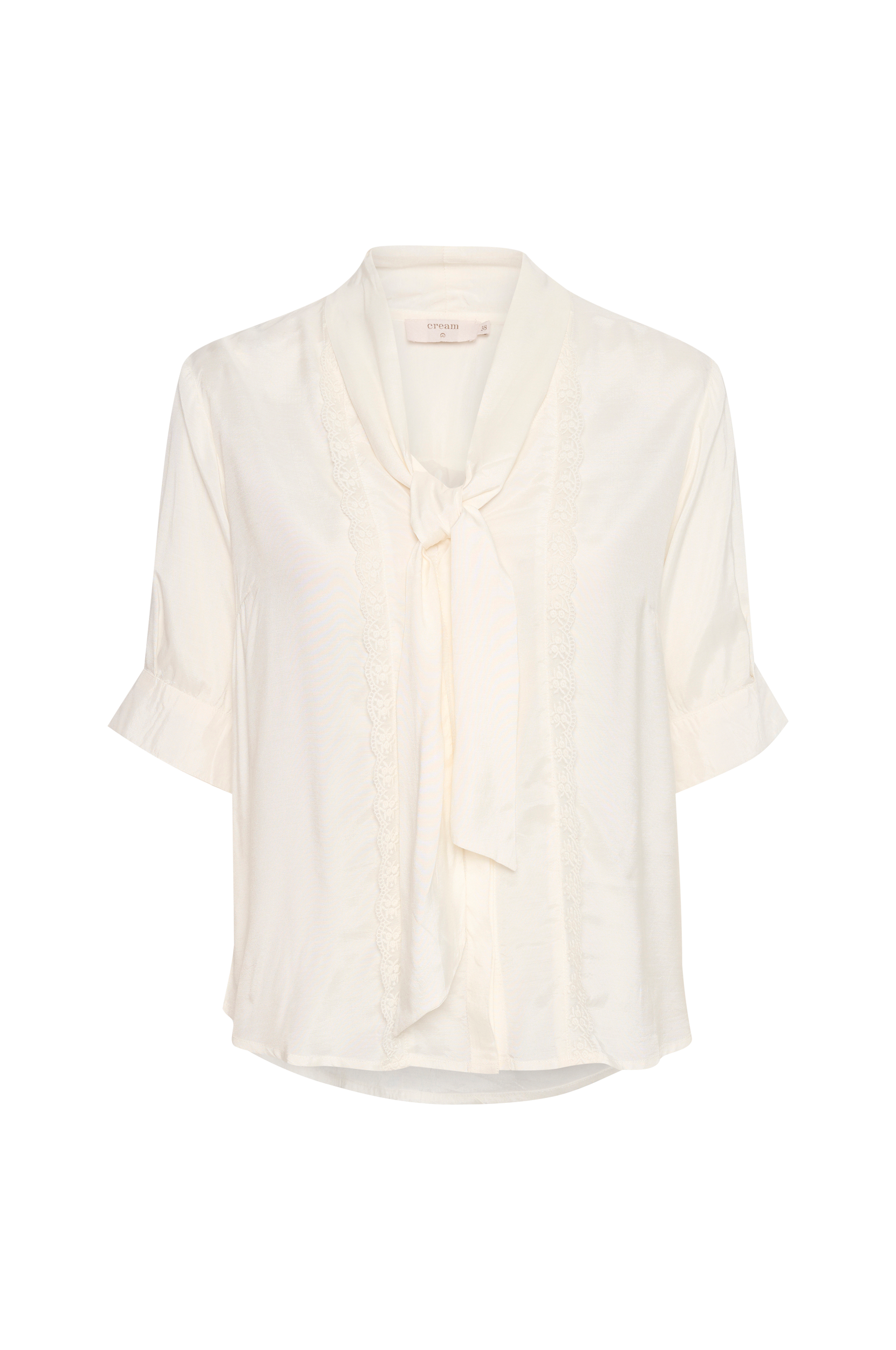 Cream - Bluse med bindebånd i halsen crLuna Blouse - Hvid - 36