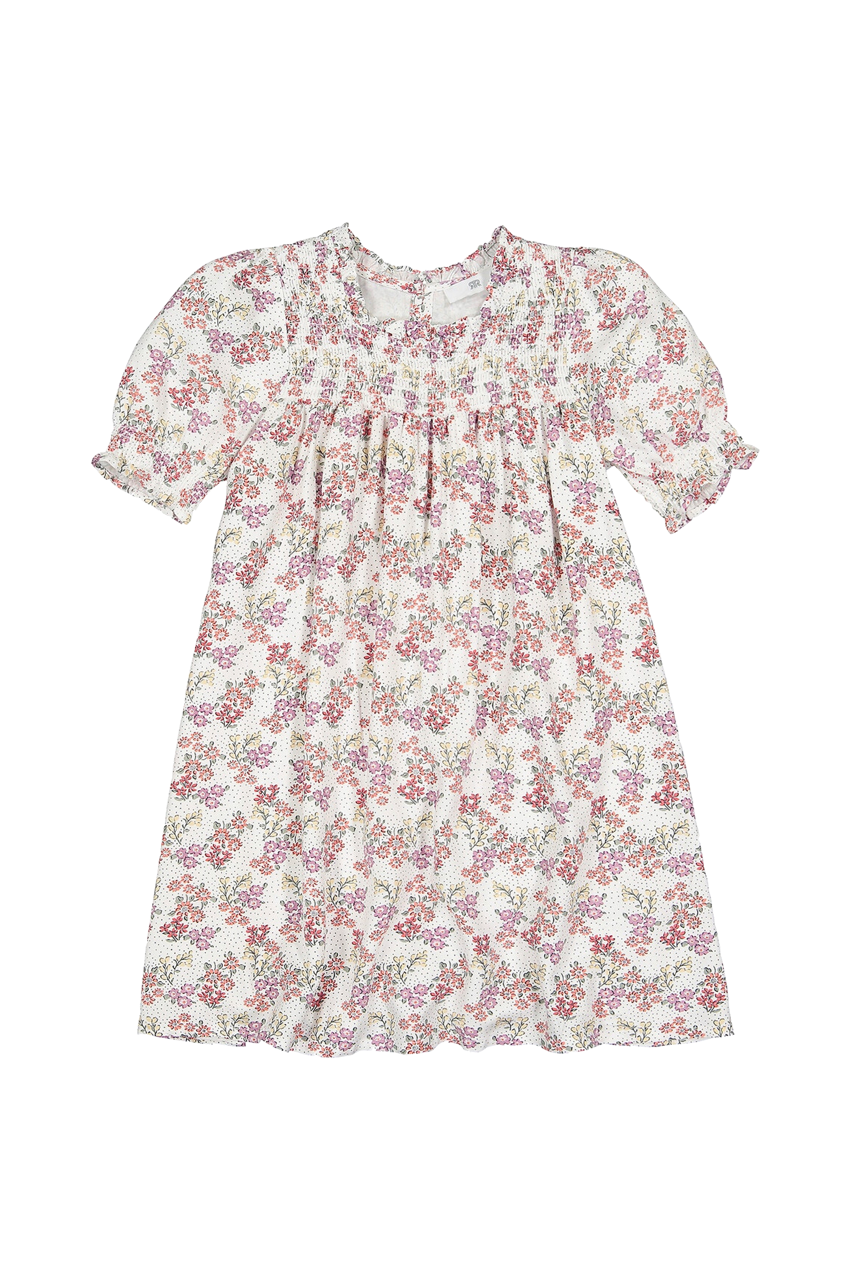La Redoute - Blomstret kjole med kort ærme - Brun - 134/140