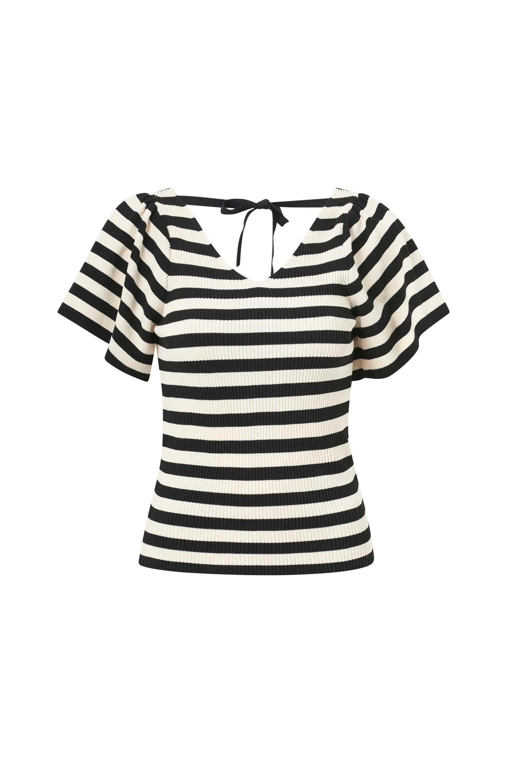 Only - Top onlLeelo Stripe S/S Back Pullover - Grå - 36