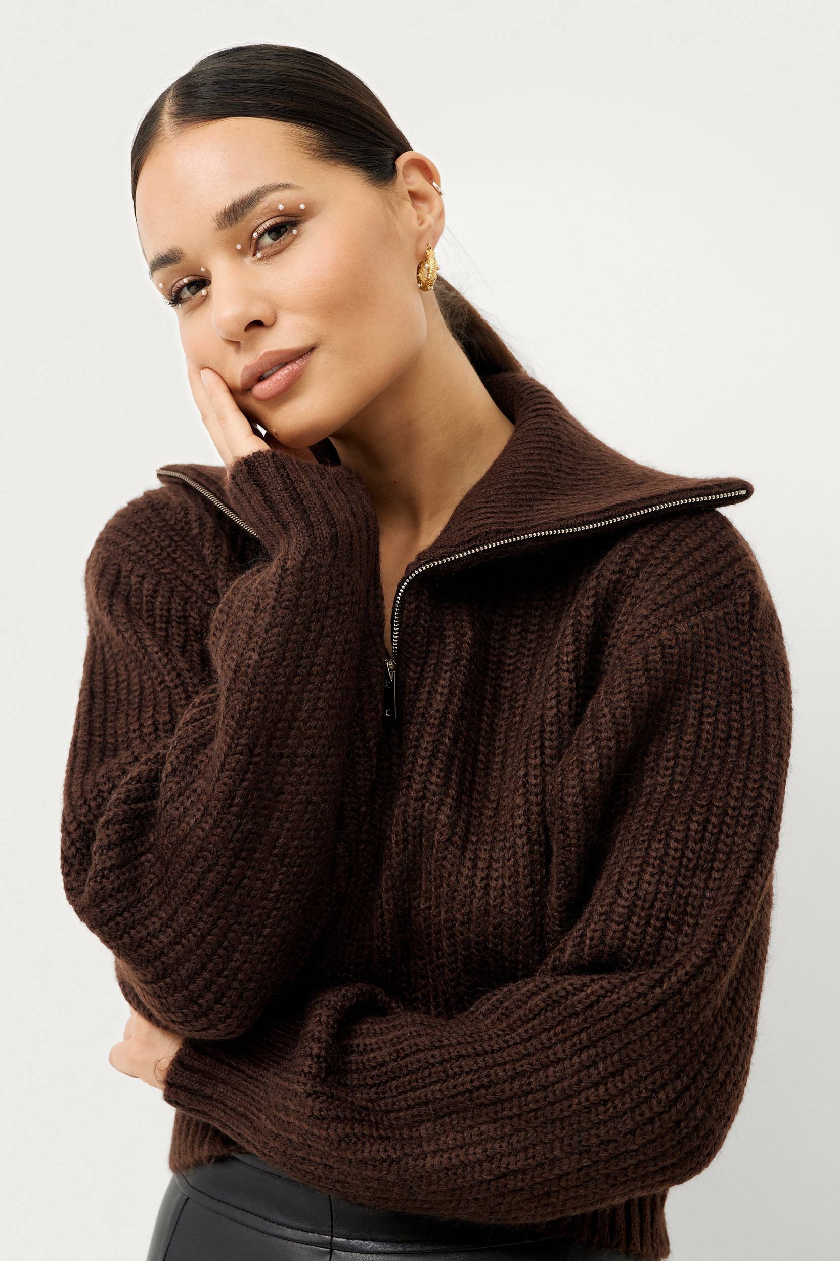 Gina Tricot - Trøje Leslie Knitted Sweater - Brun - 40/42