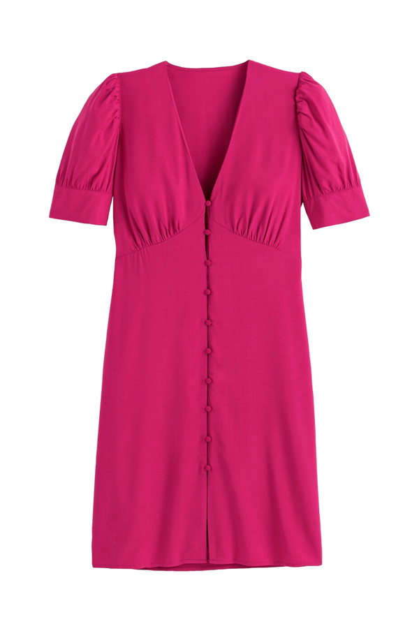 La Redoute - Kort kjole med V-udskæring og kort ærme - Rosa - 38