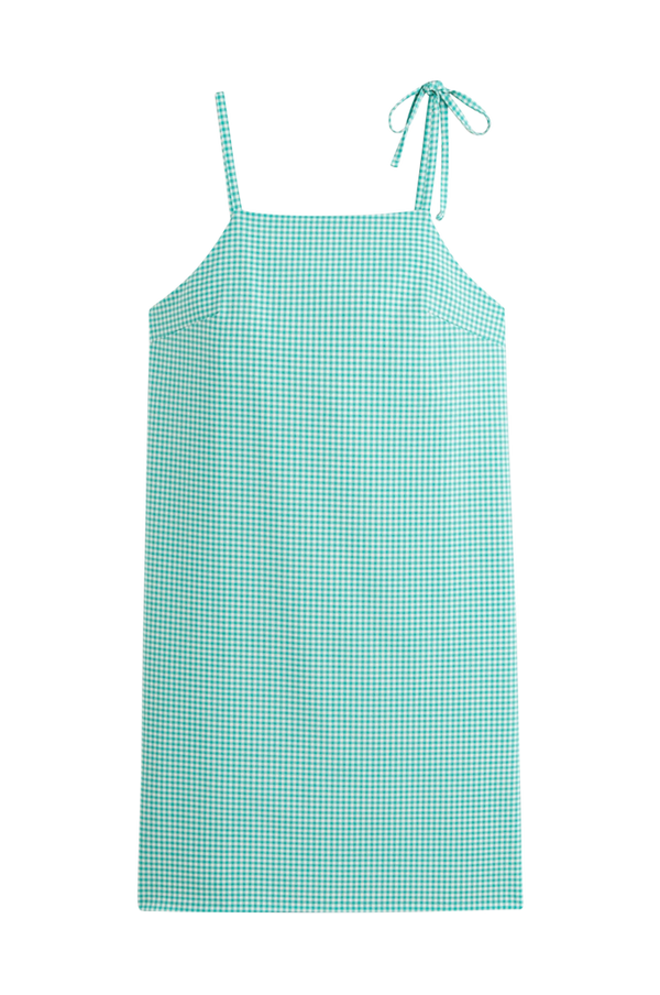 La Redoute - Kort ternet kjole, fremstillet i Europa - Grøn - 36
