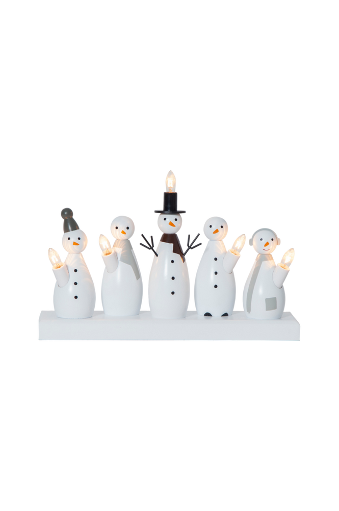 Ljusstake Snowman 21cm Vit