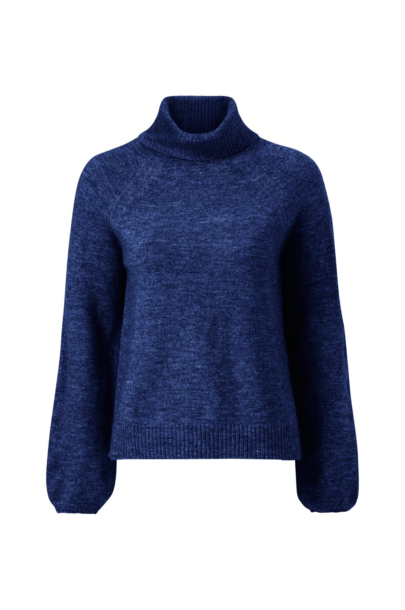 Vila - Turtleneck trøje viElla L/S Cowl Neck Knit Top - Blå - 44