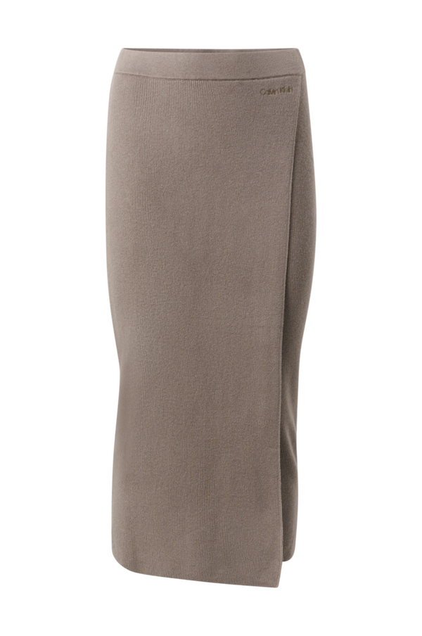 Calvin Klein - Nederdel Rib Fitted Skirt - Brun - 40/42